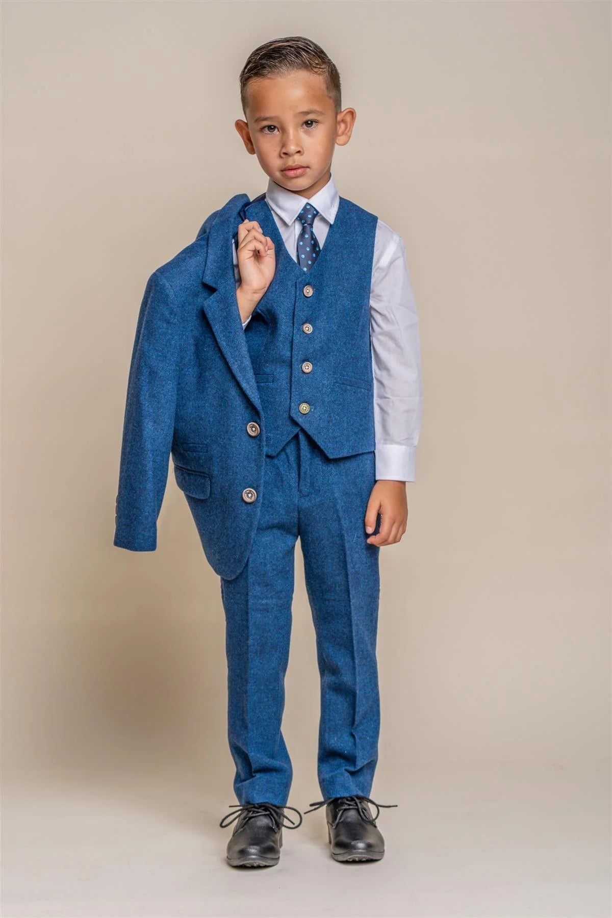 Father & Son Matching Wool Tweed 3-Piece Suit Set - Orson Blue