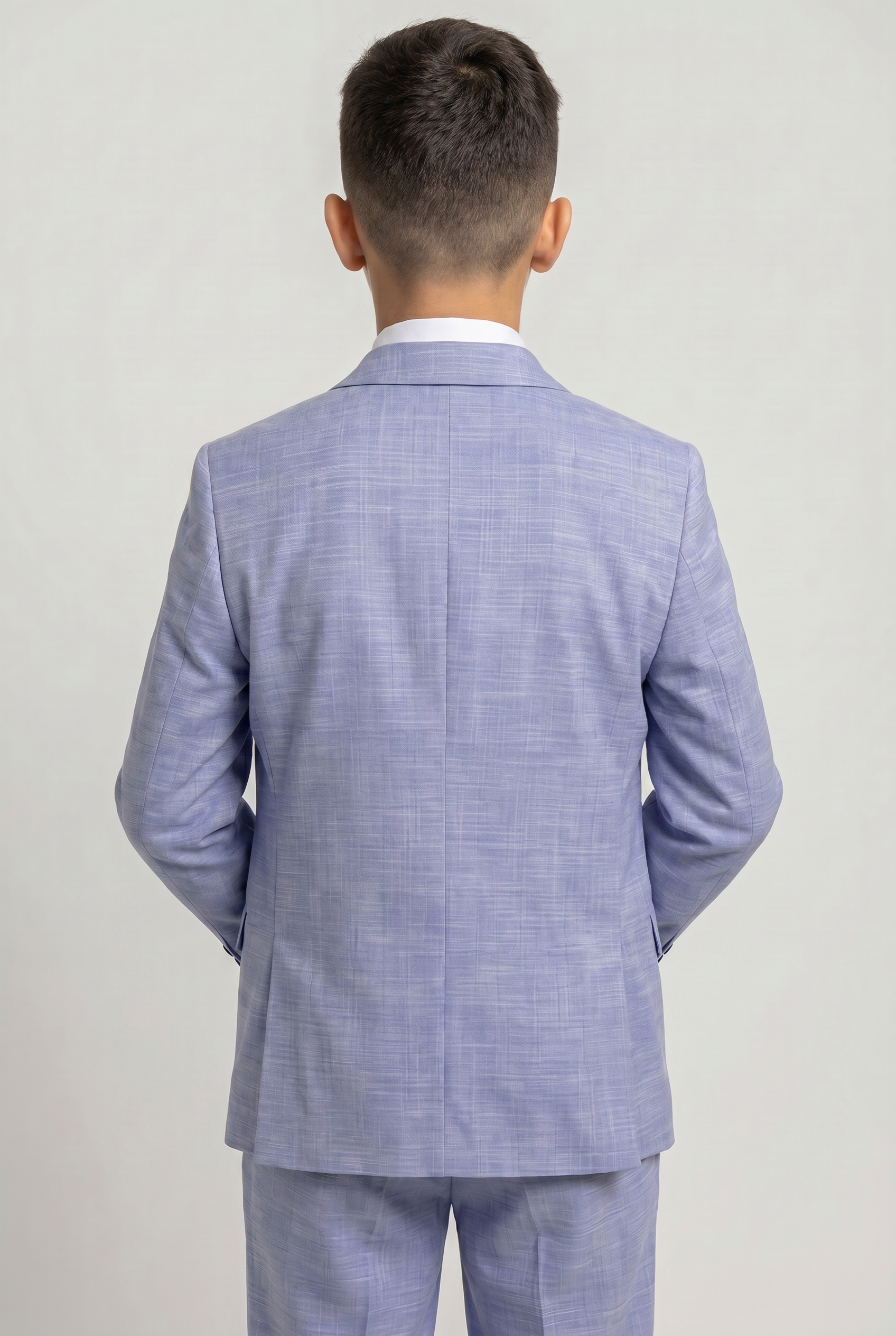 Boys Twill Blue Self-Pattern Suit - Blue