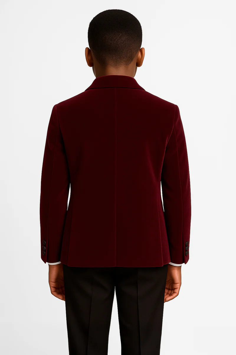 Father & Son Matching Velvet Dinner Jacket - Burgundy