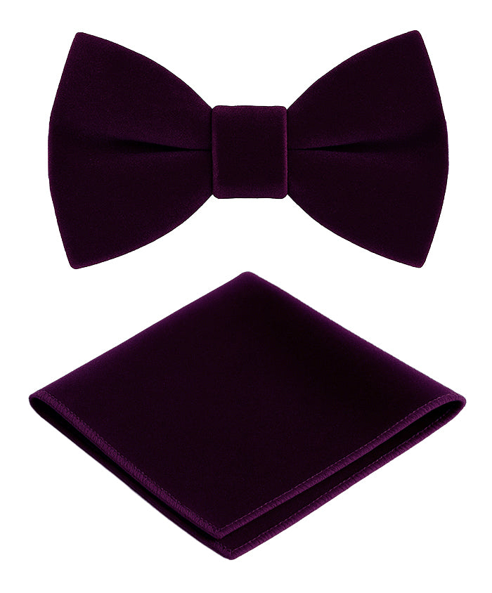 Boys Velvet Dickie Bow Tie & Handkerchief Set - Savoy - Wine Set Picture