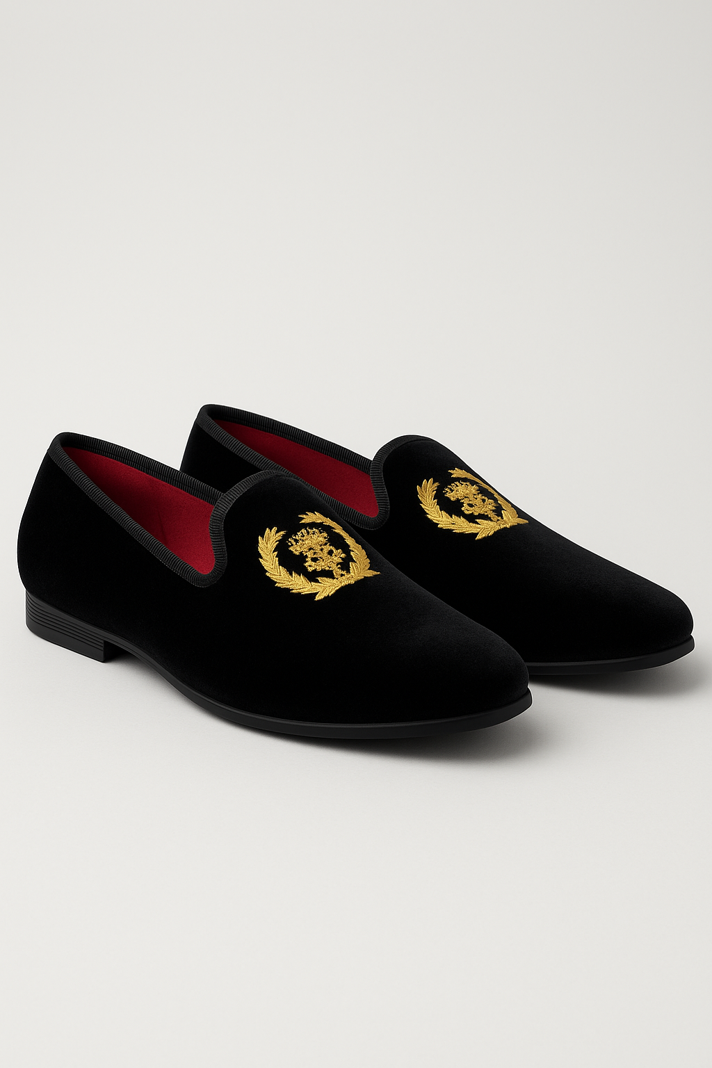 Boys Velvet Gold Crest Loafer Shoes - Ezra - Black Side Picture