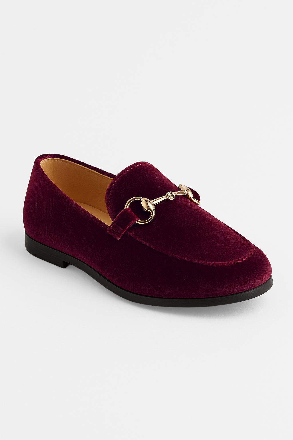 Boys Velvet Horsebit Loafer Shoes  - Burgundy Side Picture