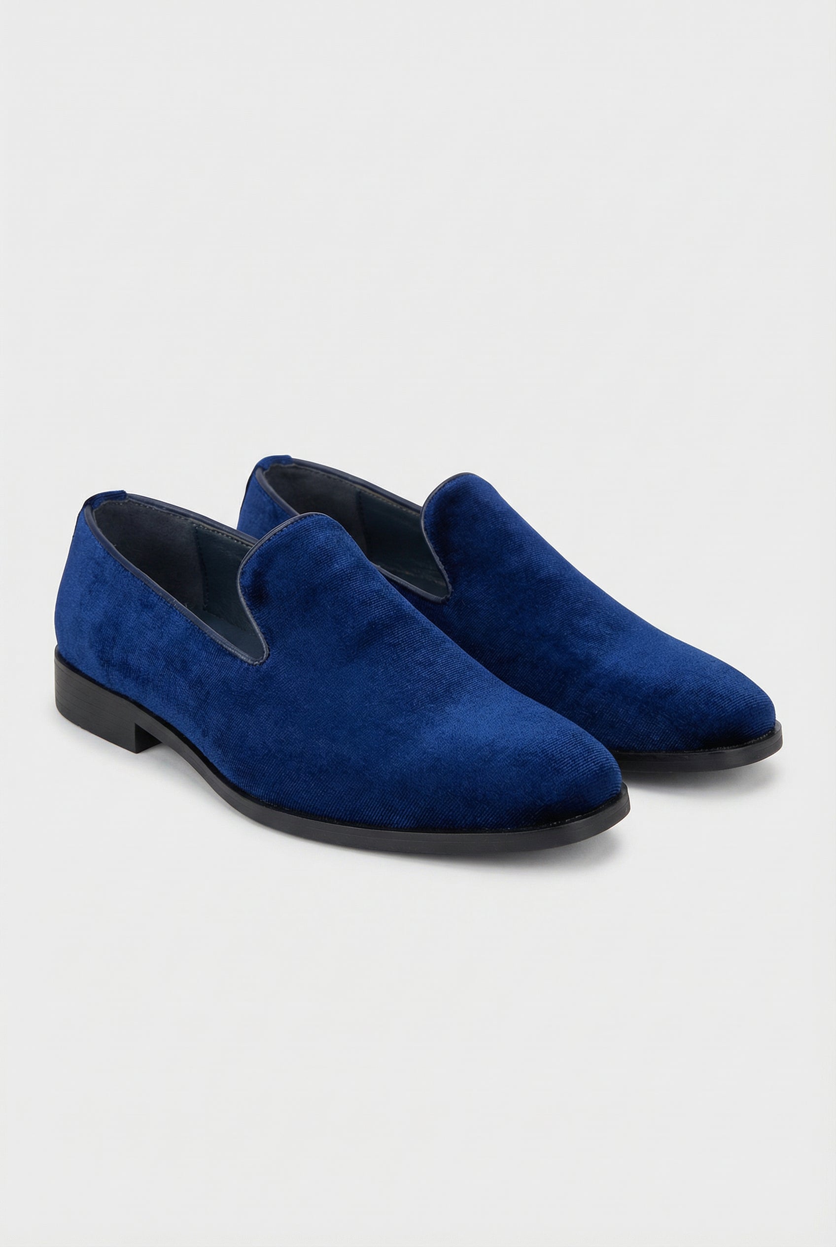 Boys Velvet Loafer Shoes - Jackson Blue Pair Side Picture