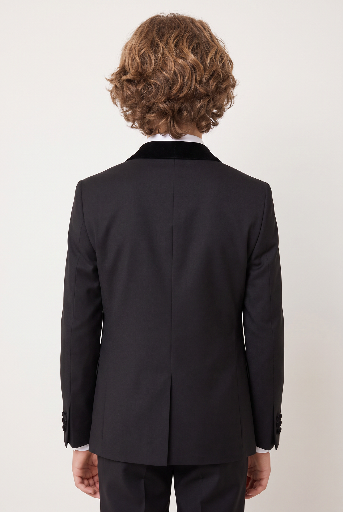 Boys Velvet Shawl Collar Tuxedo Suit - 4-Piece & 5-Piece  in Black