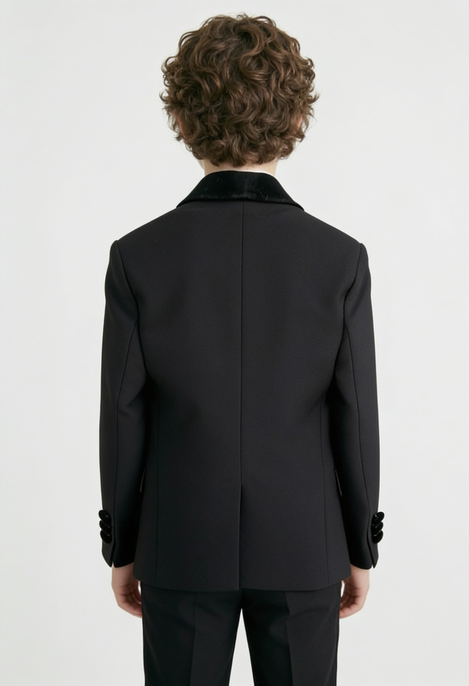 Boys Velvet Shawl Collar Tuxedo Suit - 4-Piece & 5-Piece  in Black