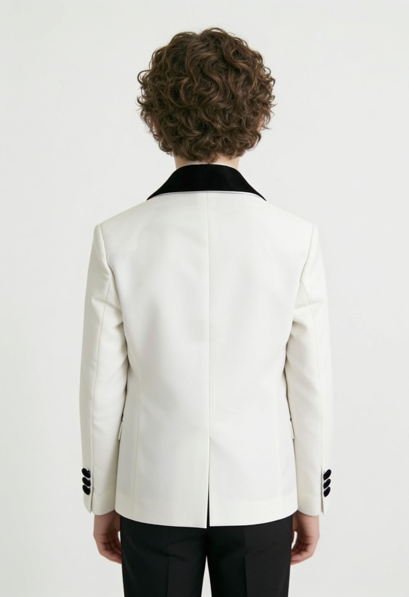 Boys Velvet Shawl Collar Tuxedo Suit - 4-Piece & 5-Piece in Ivory