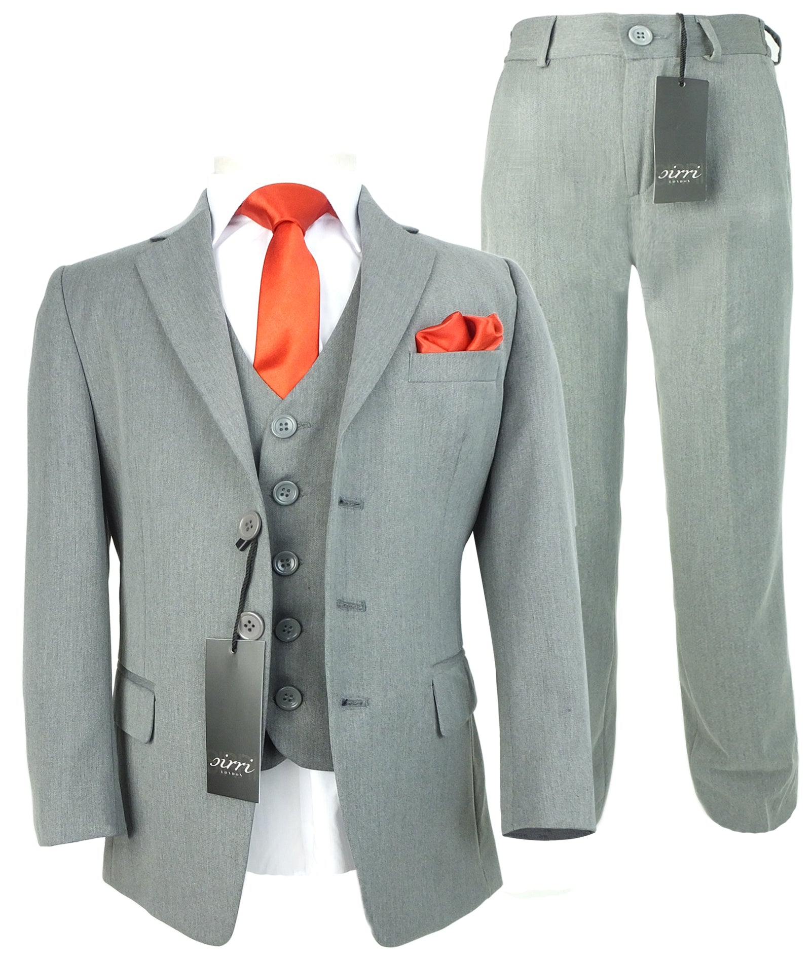 Boys’ 3-Piece Slim Fit Formal Suit - WILLIAM- Light Grey