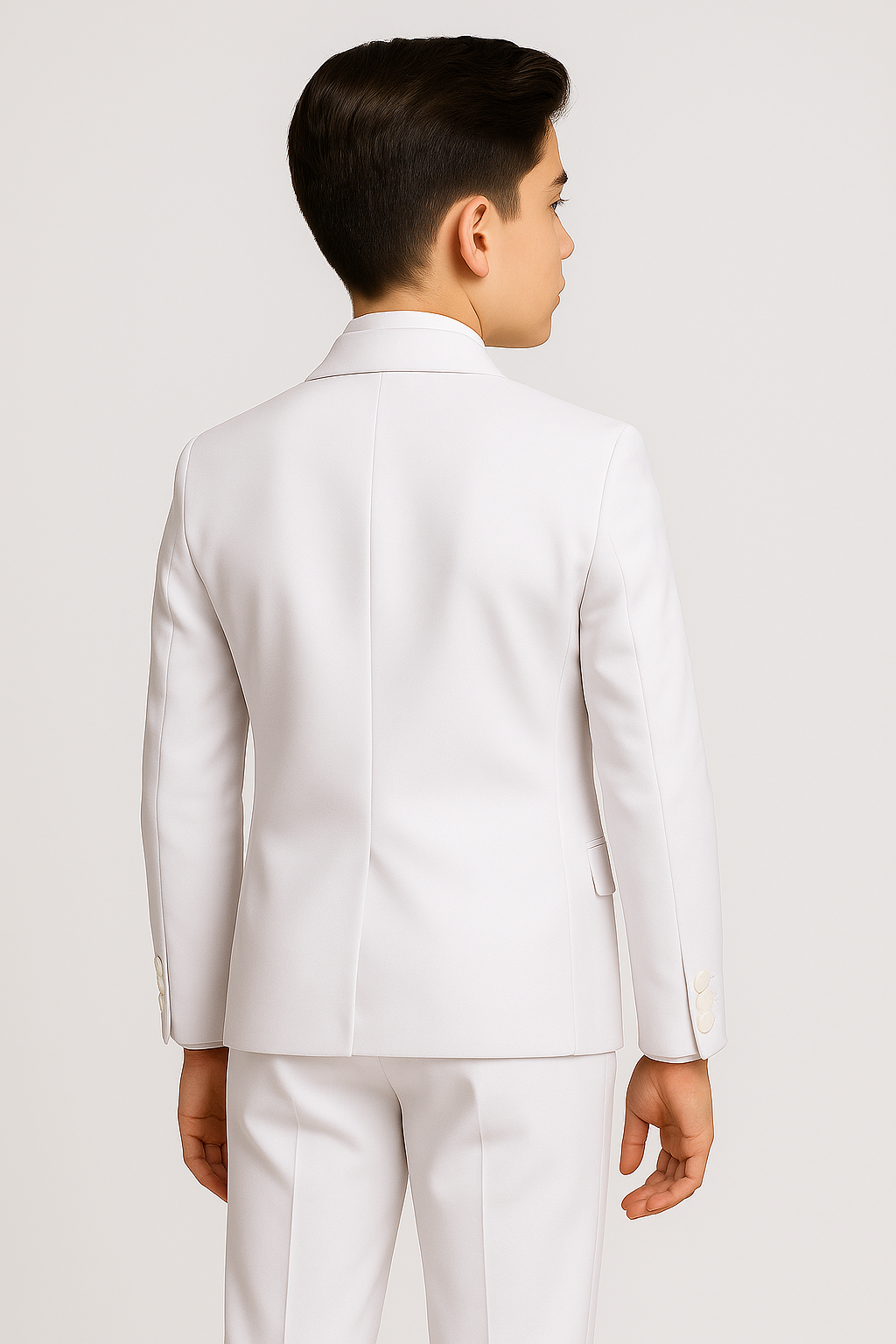 Boys' 3-Piece Tailored Fit Communion White Suit Back Picture