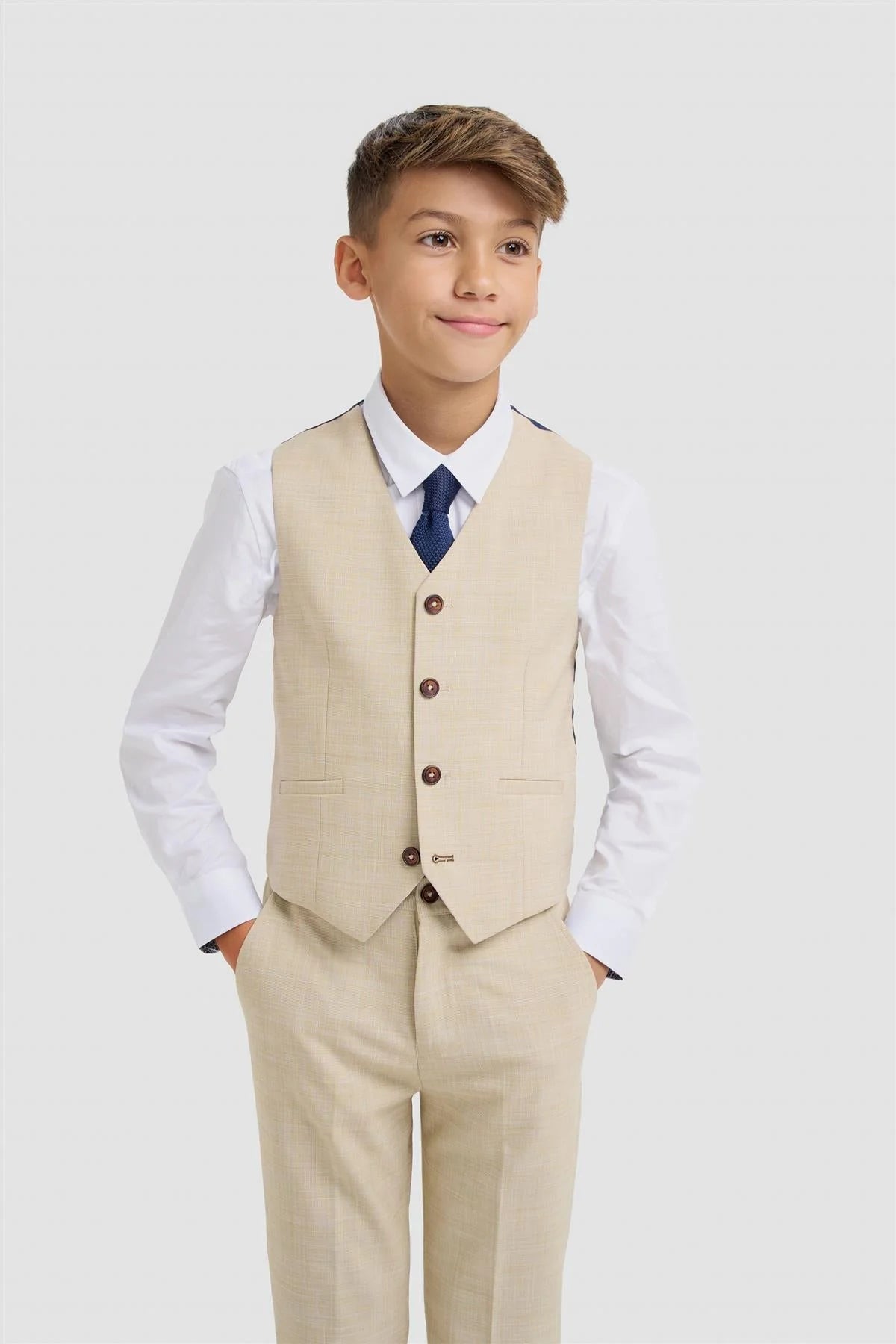 Boys’ 3-Piece Textured Suit - Camden - Beige