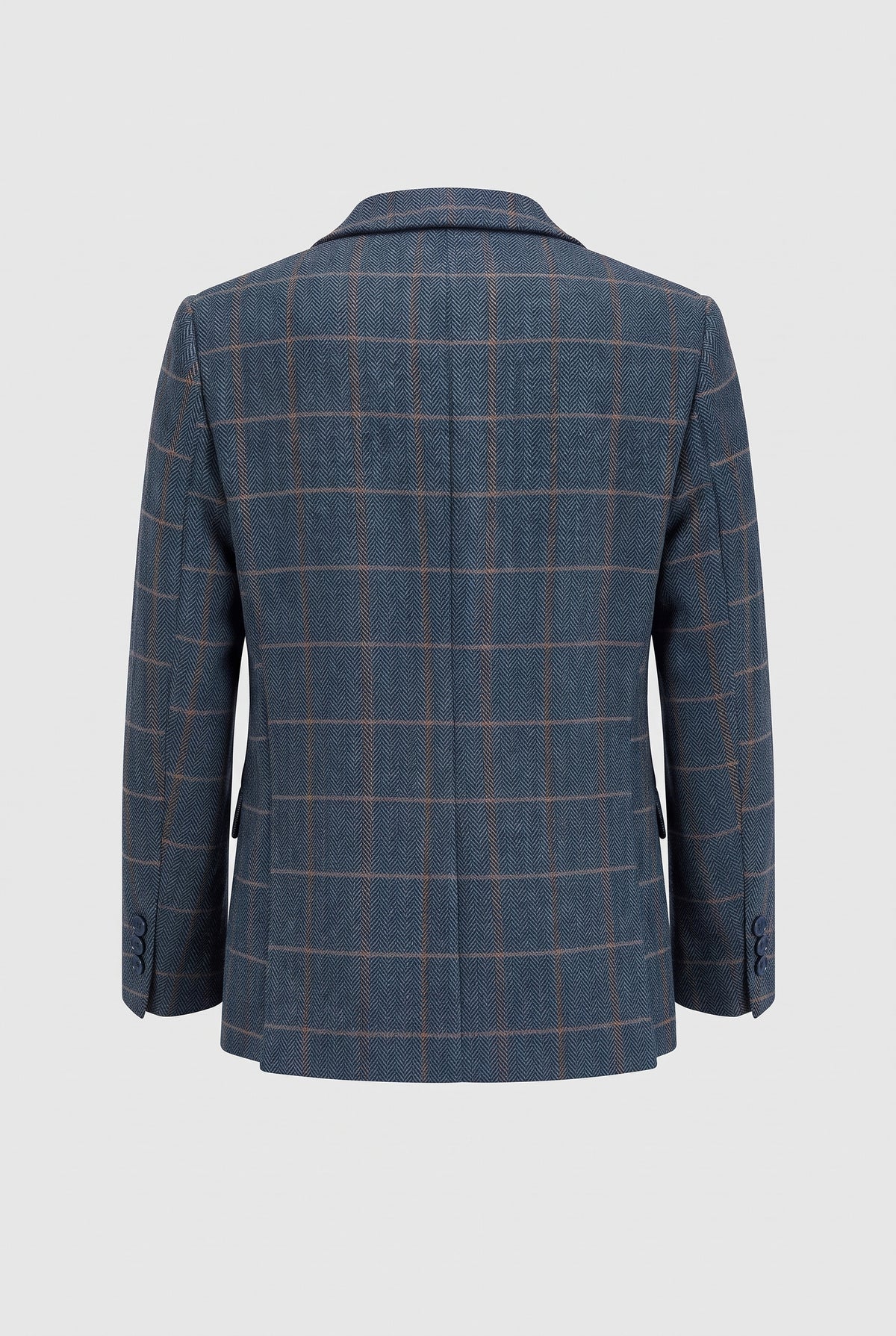 Boys 3-Piece Herringbone Windowpane Check Suit - Paul Andrew Harris Navy