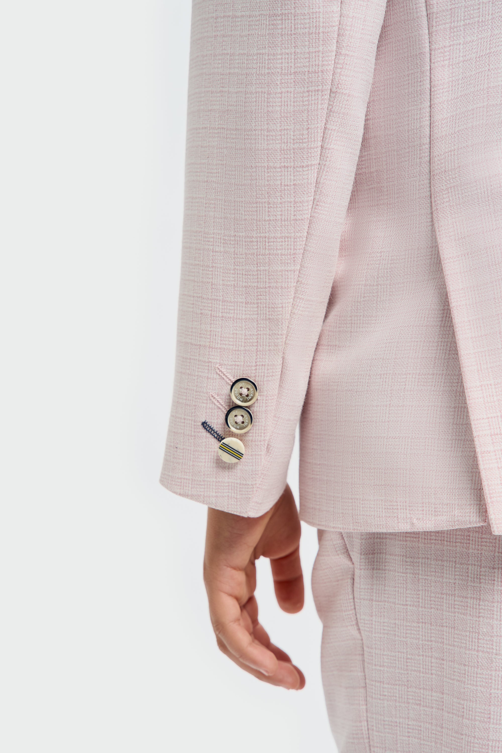 Boys’ 3-Piece Slim Fit Textured Formal Suit - Tropez - Mauve Pink Detail Picture