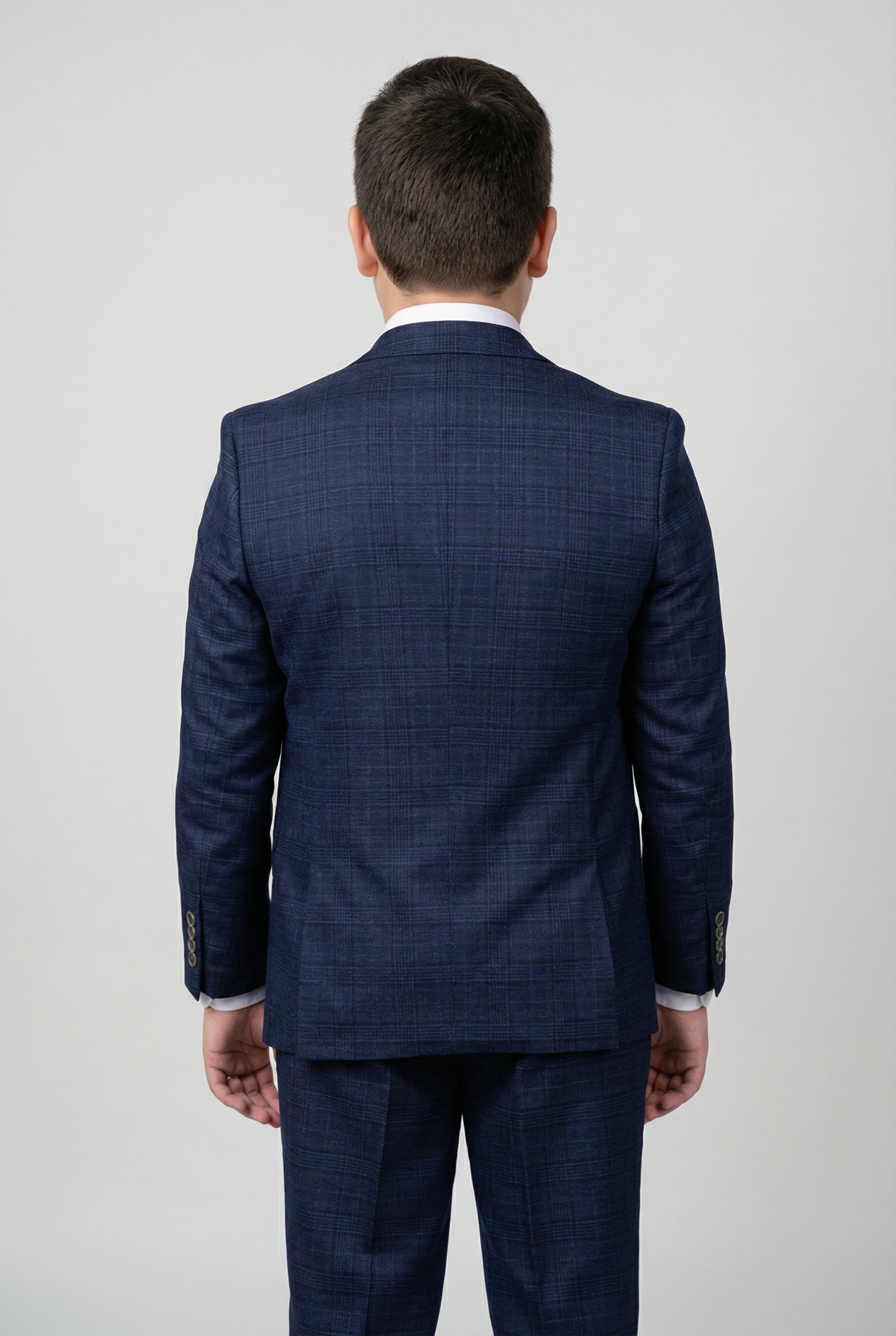 Boys 3-Piece Tweed Like Glen Check Suit - Luis Navy