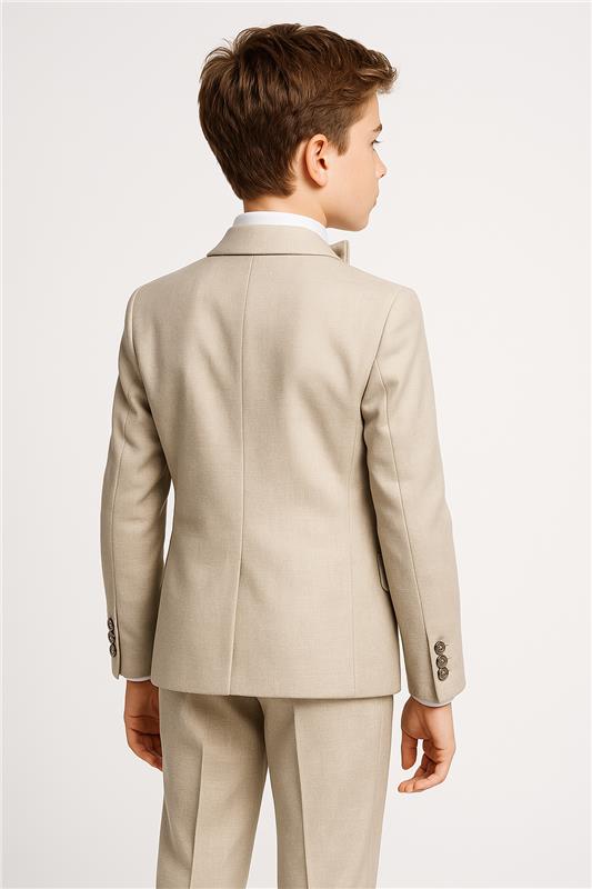  Boys’ 4-Piece Textured Double Breasted Formal Suit - Montero Cream Back Picture