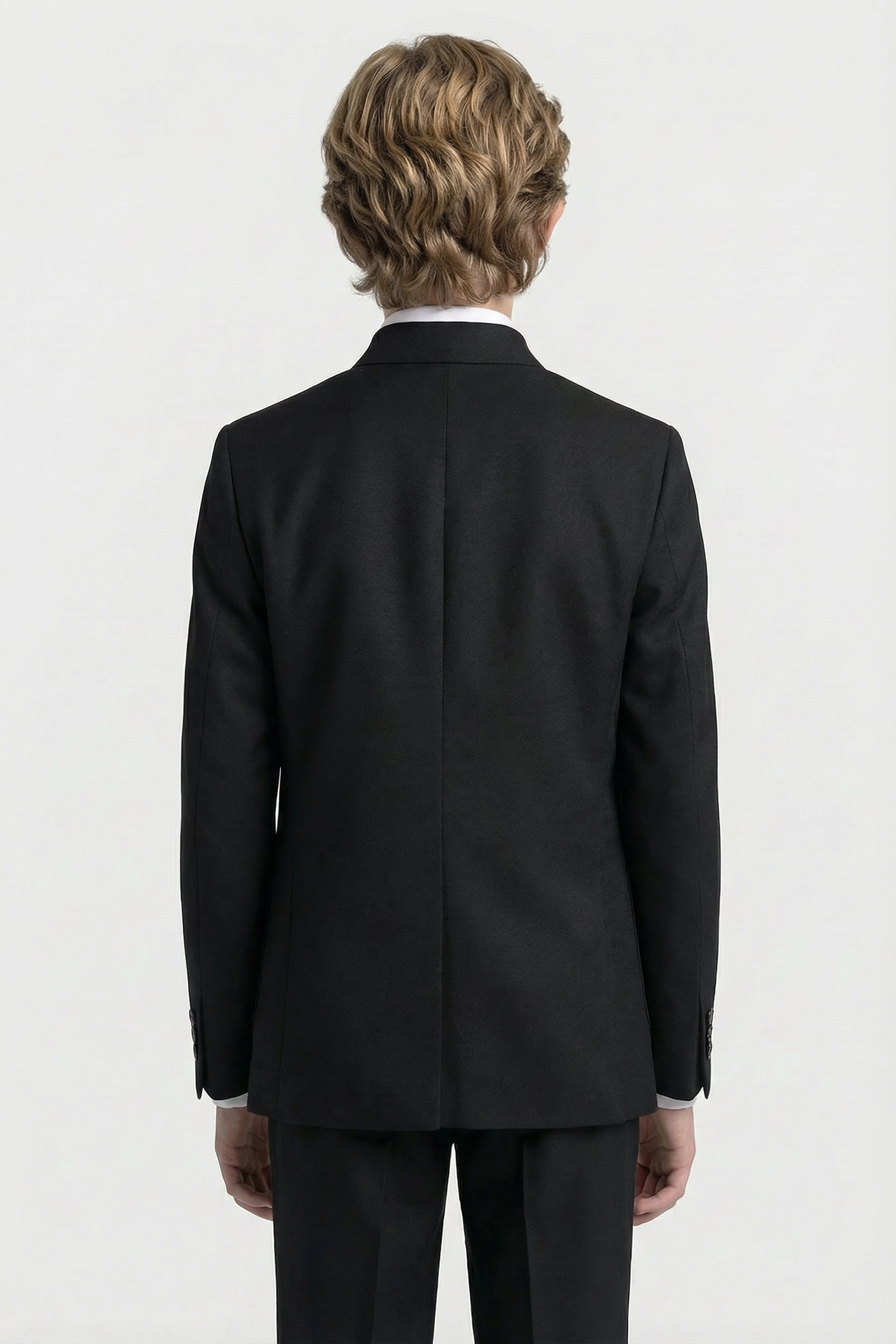 Boys’ 6-Piece Formal Ottoman Suit with Mandarin Collar  - Black Back Picture