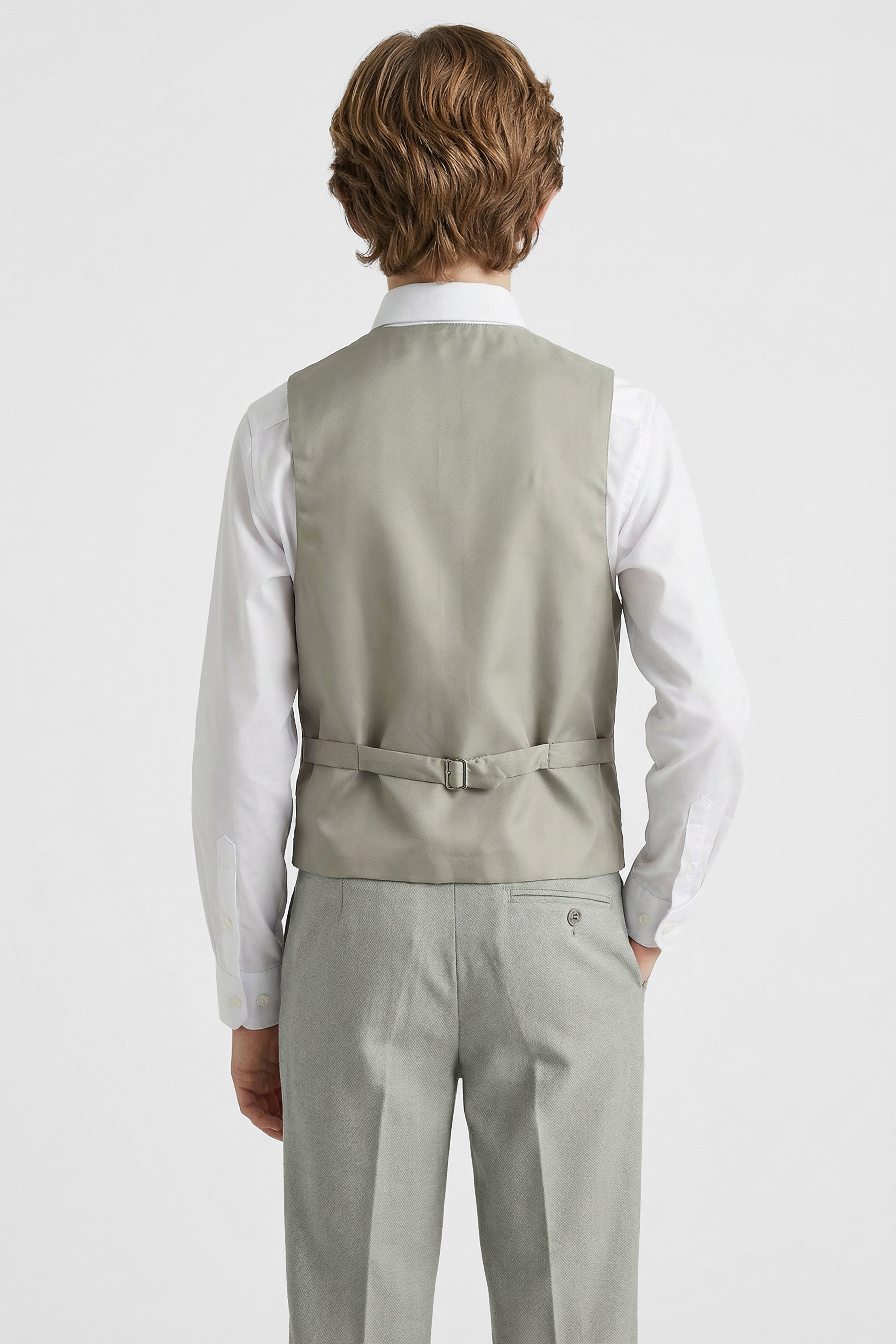 Boys’ 6-Piece Formal Ottoman Suit with Mandarin Collar  - Green Model Back Picture