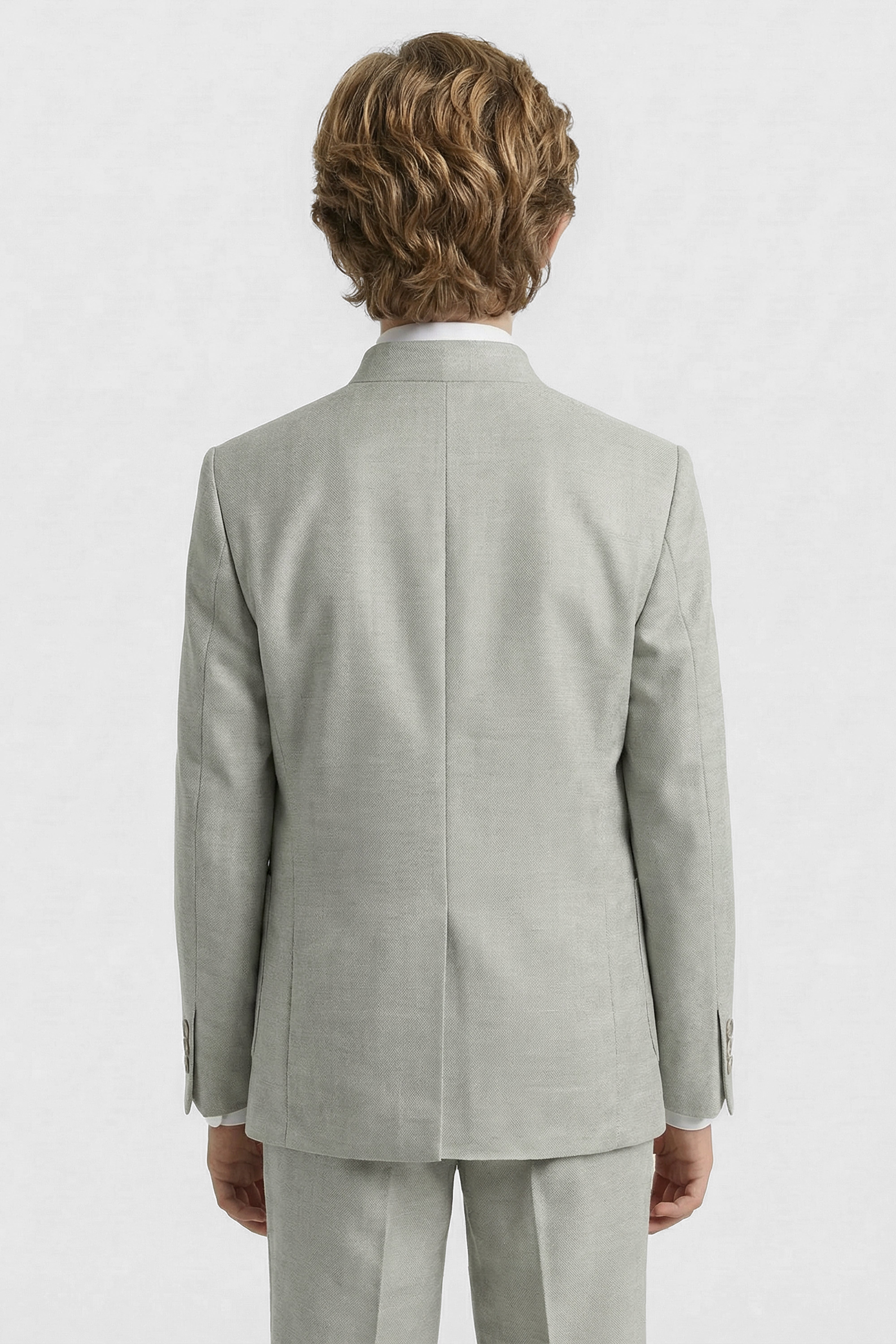 Boys’ 6-Piece Formal Ottoman Suit with Mandarin Collar  - Green Back Picture