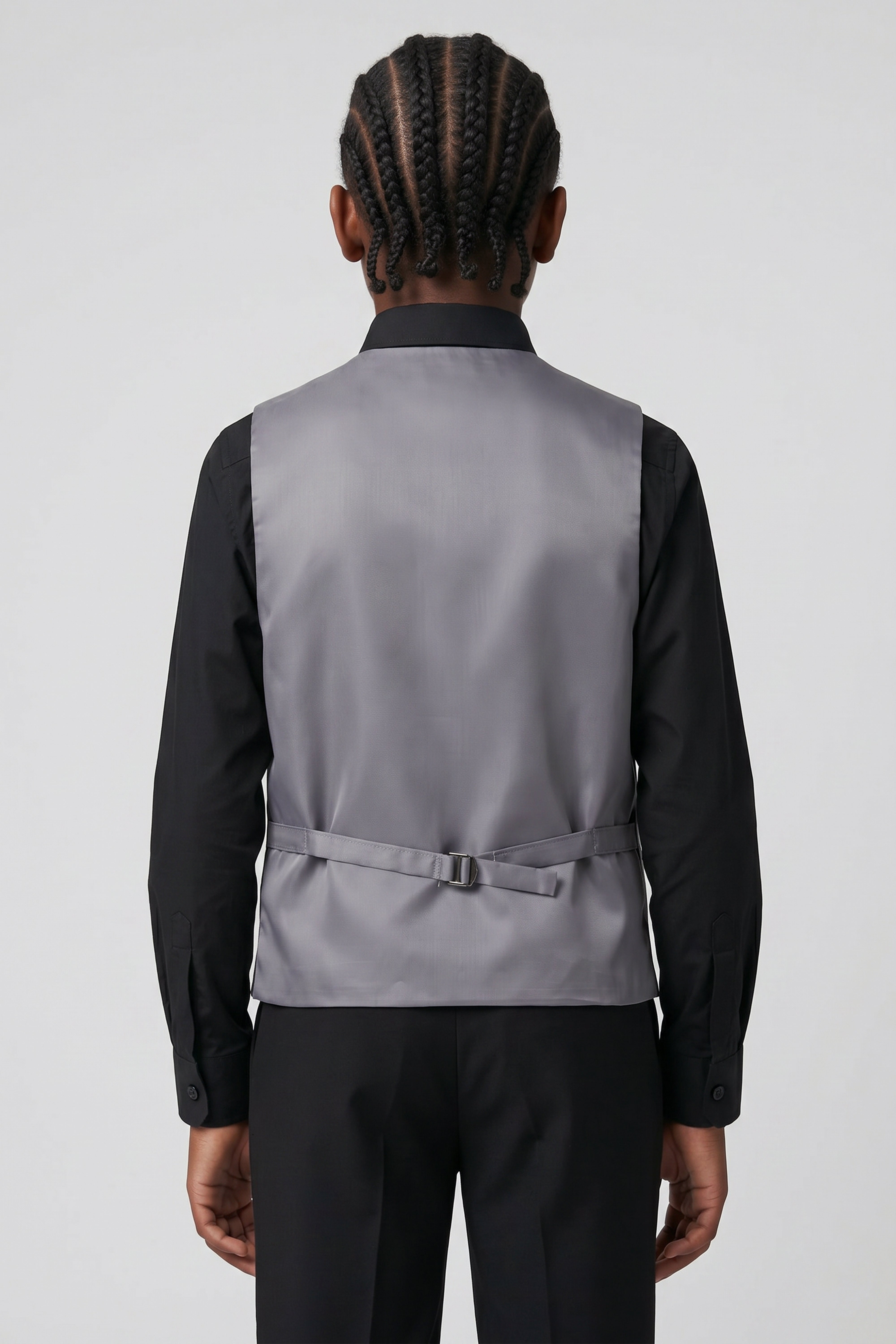 Boys’ 6-Piece Tuxedo Dinner Suit with Double Breasted Waistcoat - DAMATLIK - Grey
