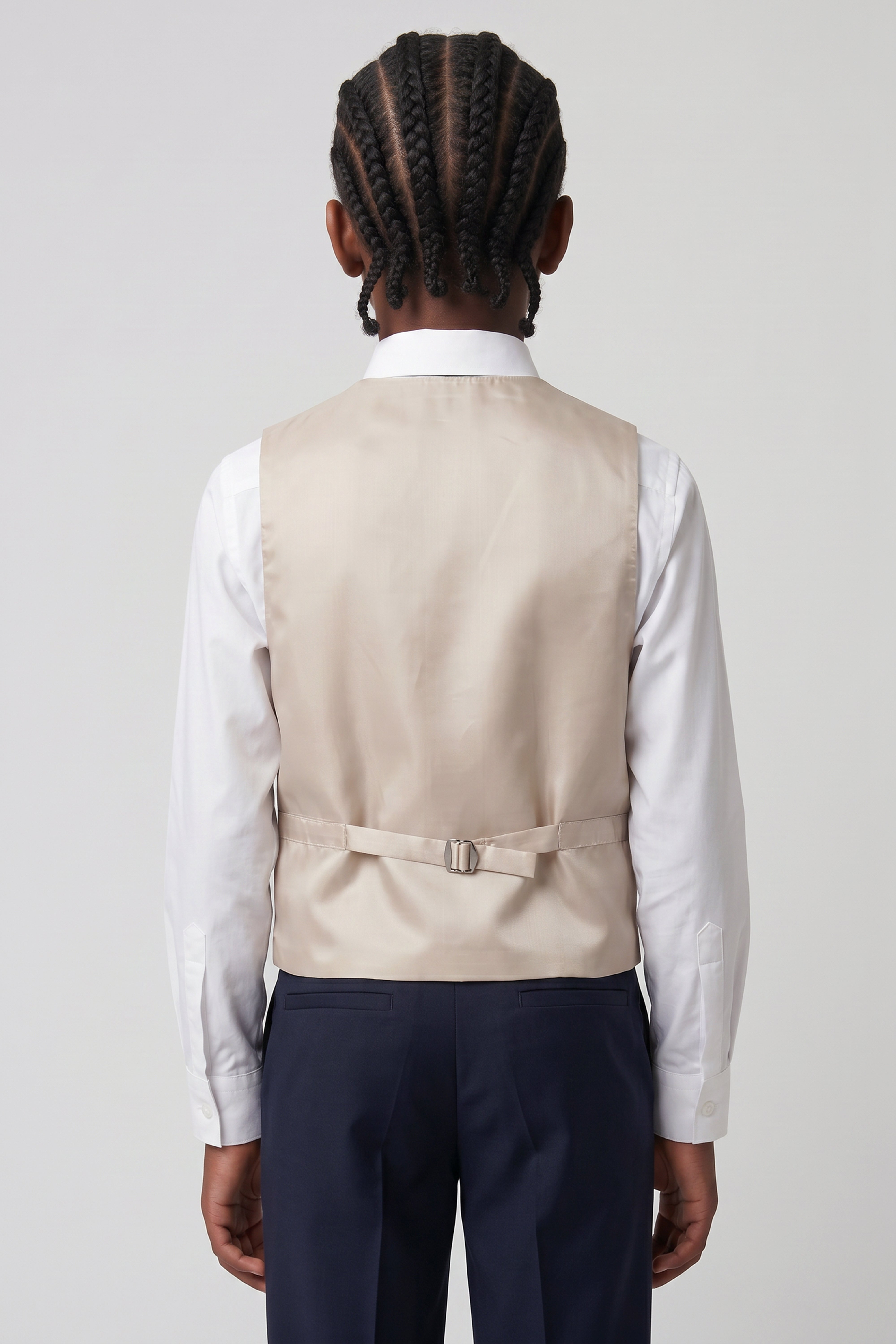 Boys 6-Piece Tuxedo Dinner Suit with Double Breasted Waistcoat - DAMATLIK W - Camel Beige