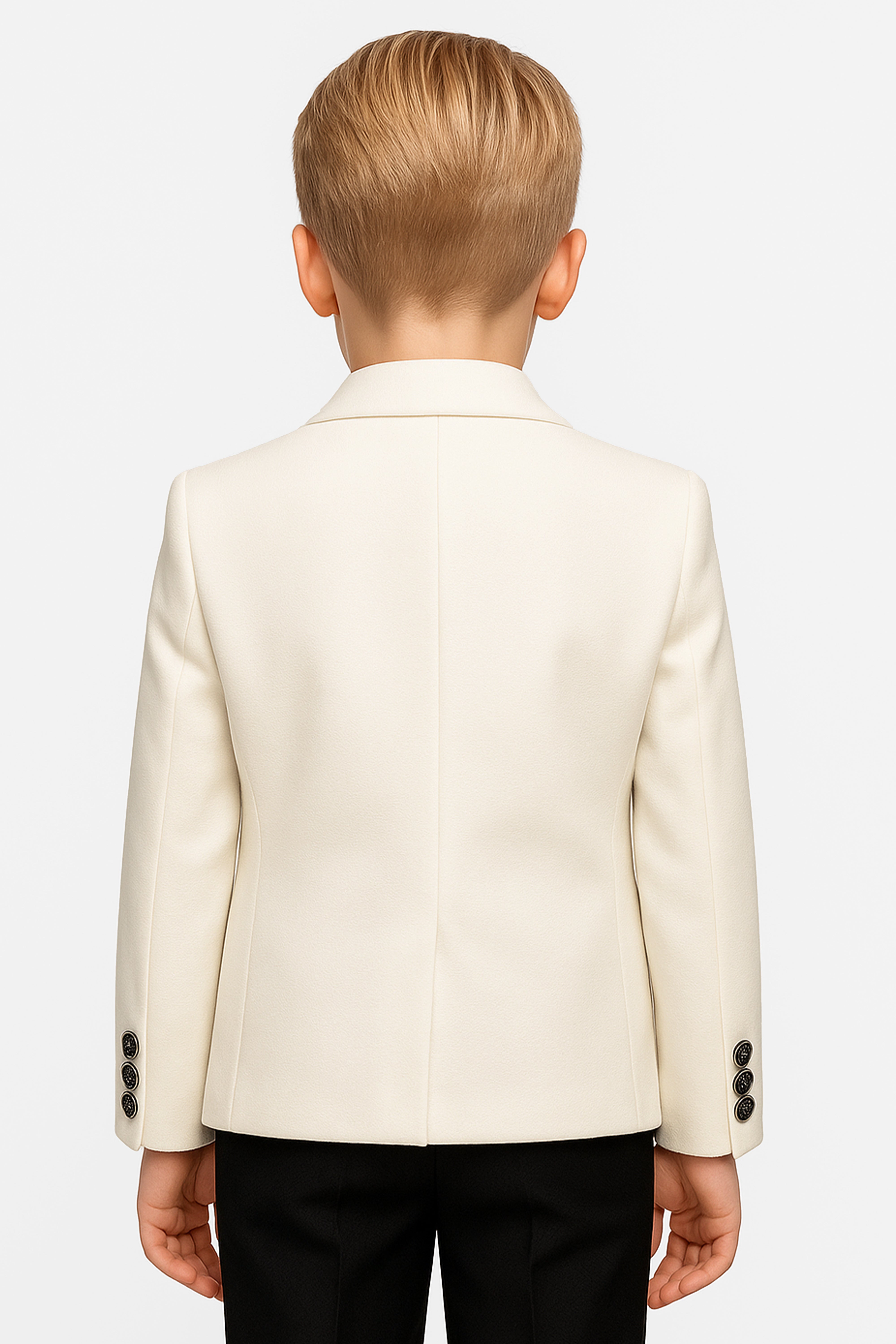 Boys’ 6-Piece Tuxedo Dinner Suit with Double Breasted Waistcoat - DAMATLIK W - Ivory Back Picture