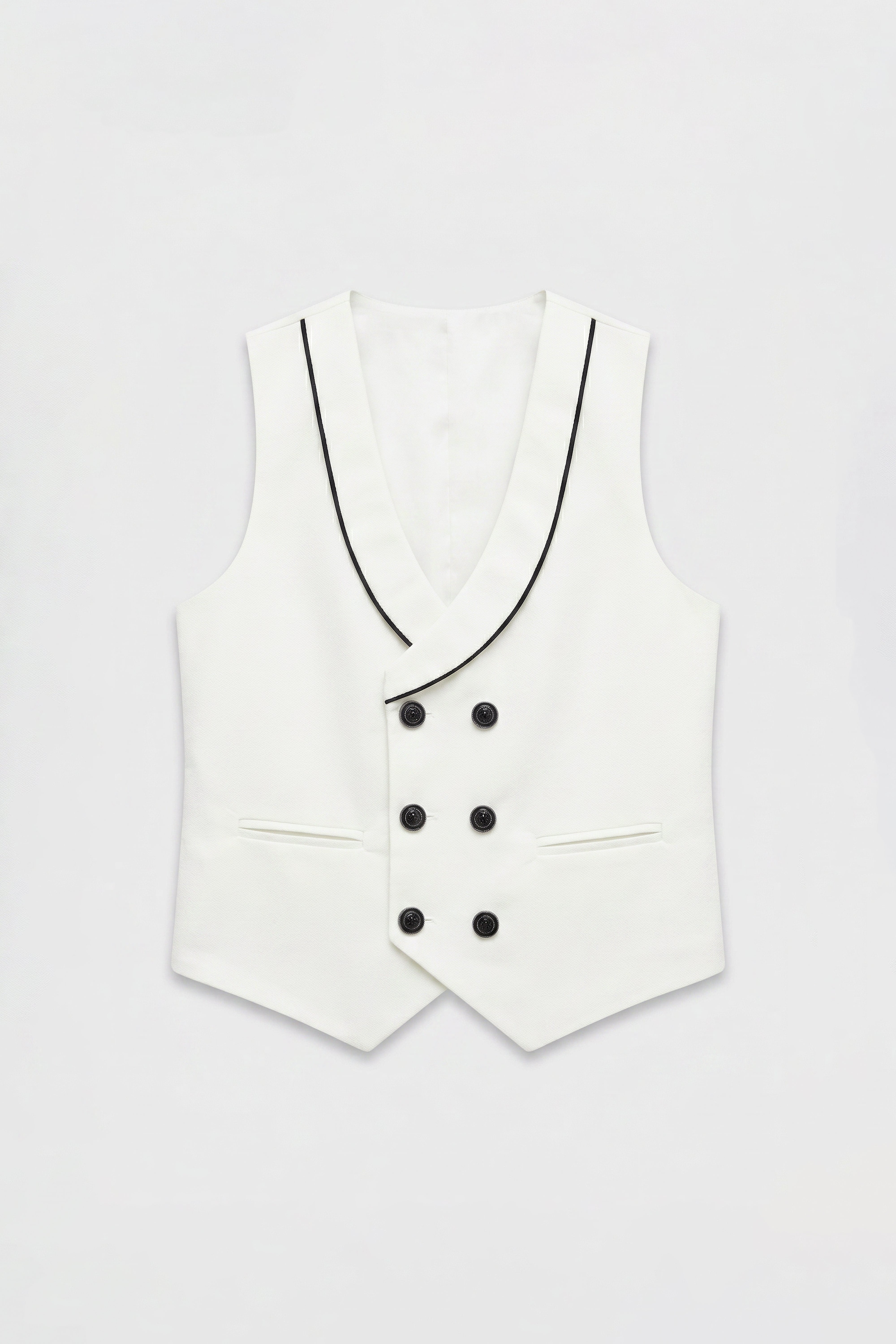 Boys’ 6-Piece Tuxedo Dinner Suit with Double Breasted Waistcoat - DAMATLIK W - Ivory