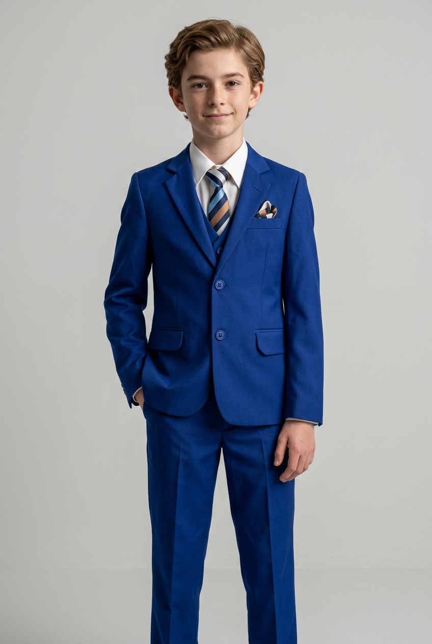 Boys 6 Piece All In One Formal Suit Set - RUN - Electric Blue