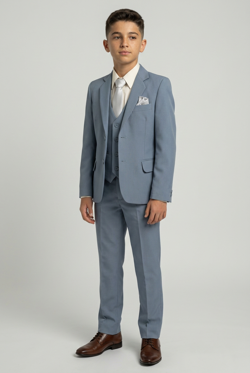 Boys 6 Piece All In One Formal Suit Set - RUN - Light Grey
