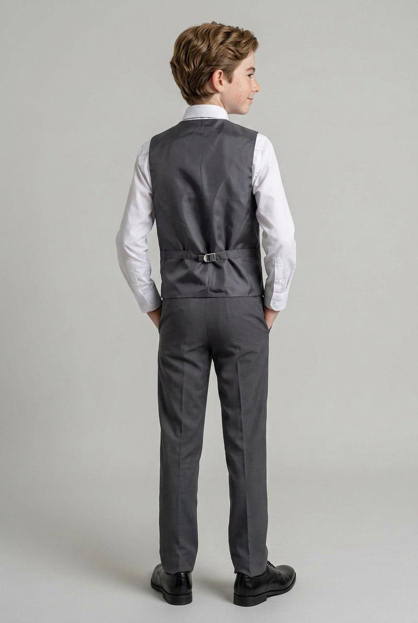 Boys 6 Piece All In One Formal Suit Set - RUN - Mid Grey