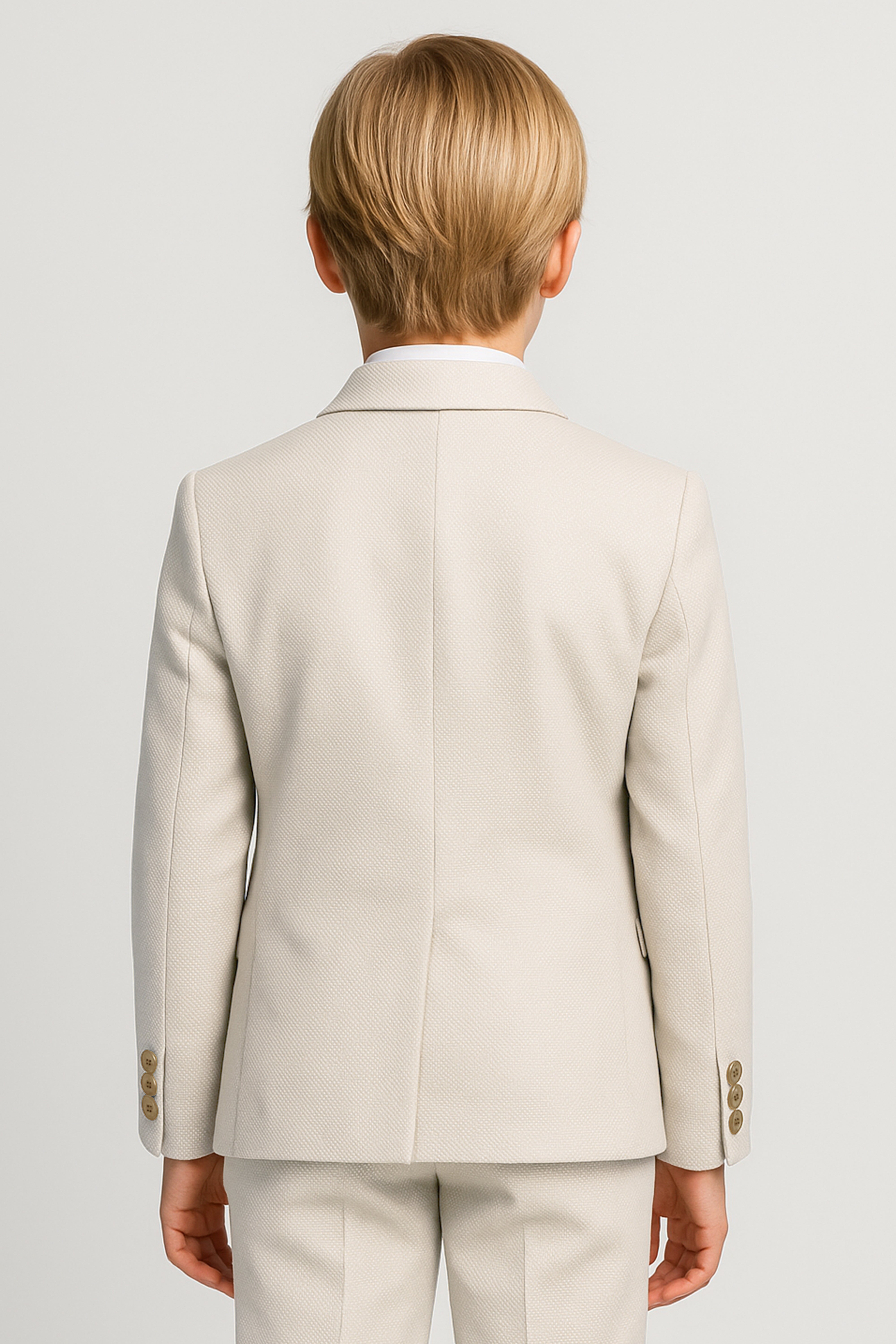 Boys’ 7-Piece Self-Patterned Formal Suit Set - Planet - Beige Back picture