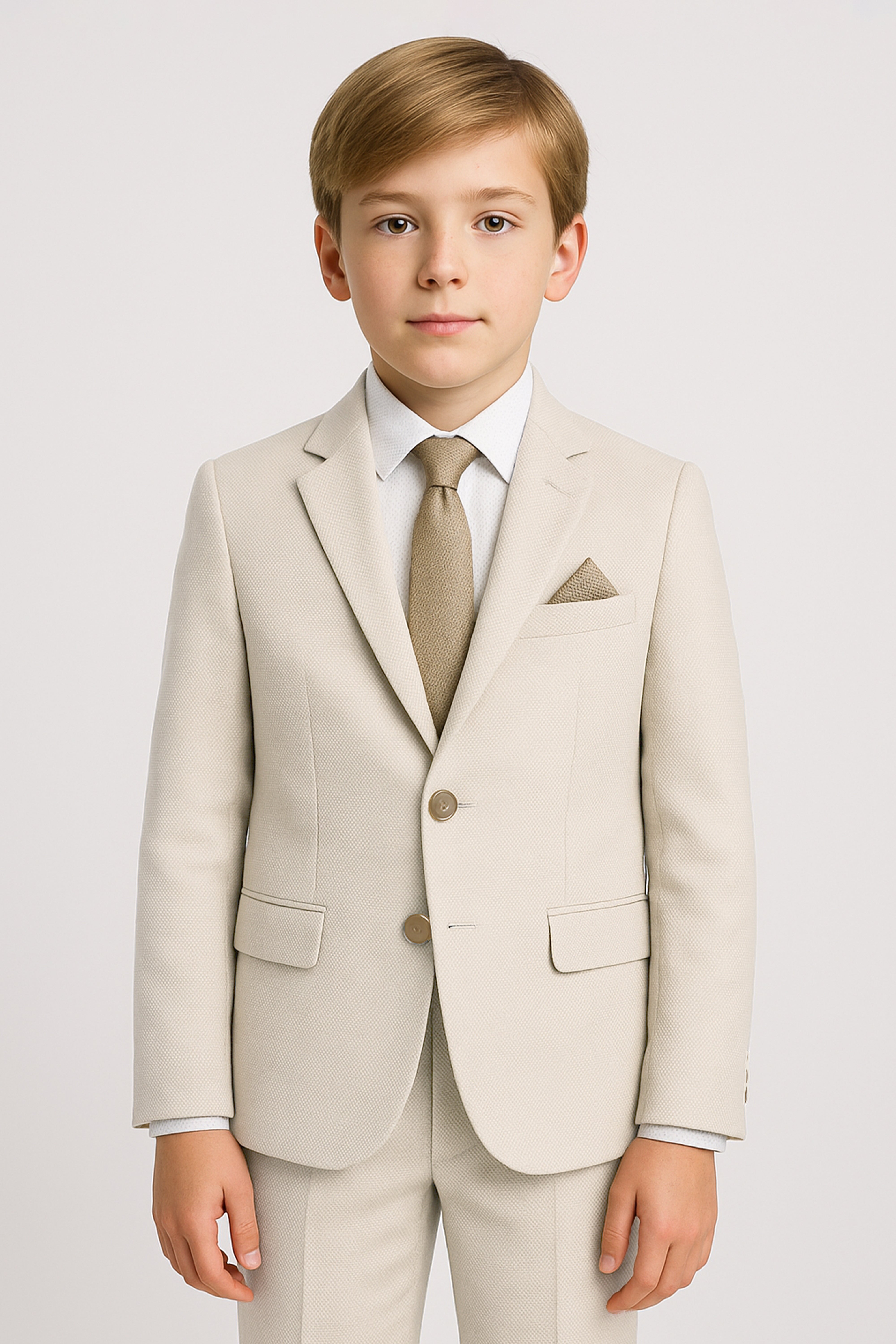 Boys’ 7-Piece Self-Patterned Formal Suit Set - Planet - Beige