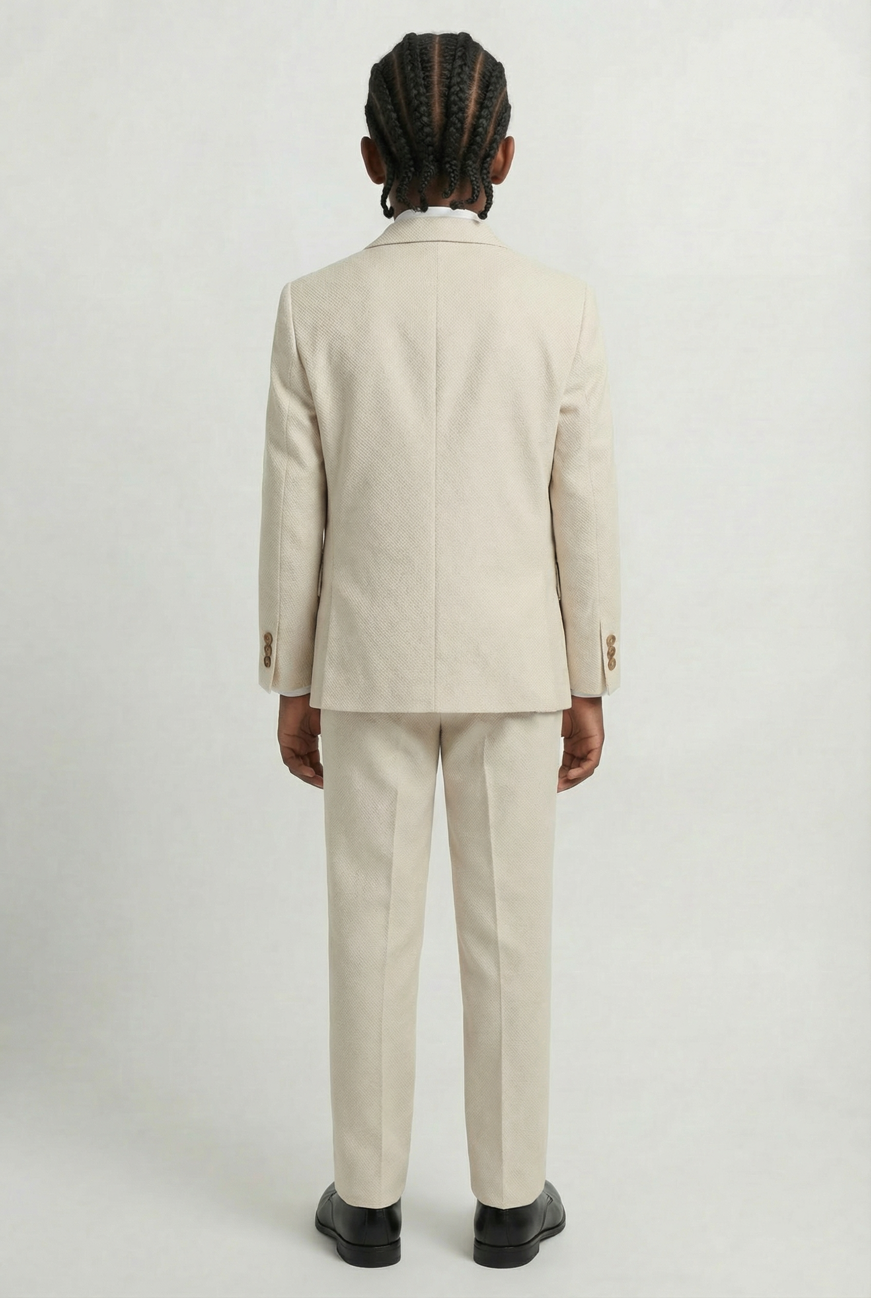 Boys’ 7-Piece Self-Patterned Formal Suit Set - Planet - Beige Back picture