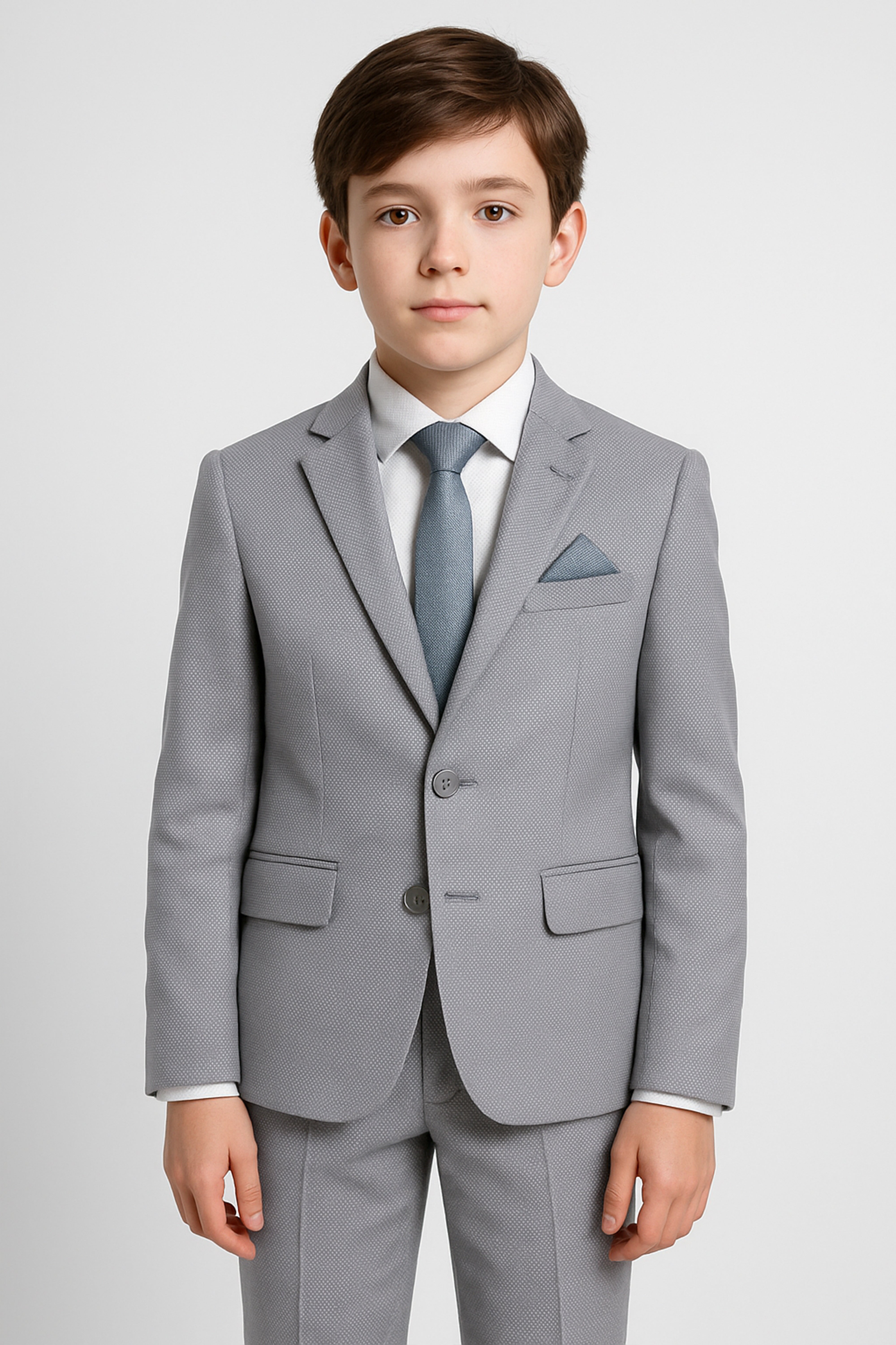 Boys’ 7-Piece Self-Patterned Formal Suit Set - Planet - Grey