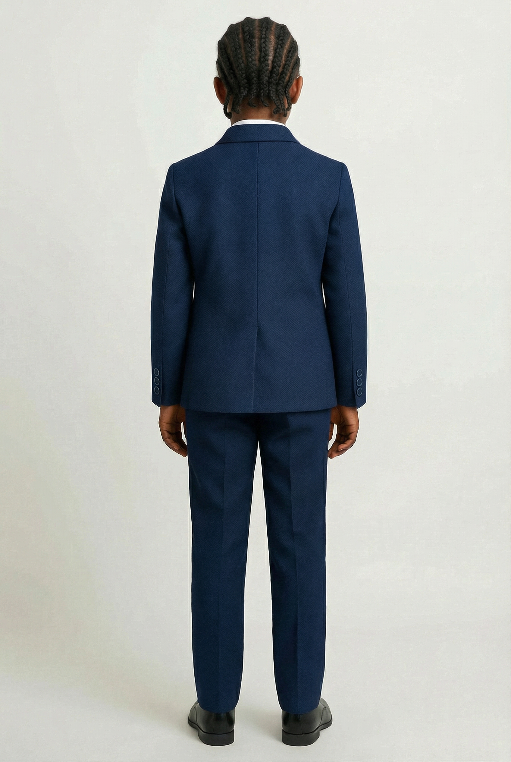 Boys’ 7-Piece Self-Patterned Formal Suit Set - Planet - Navy Model Back Picture