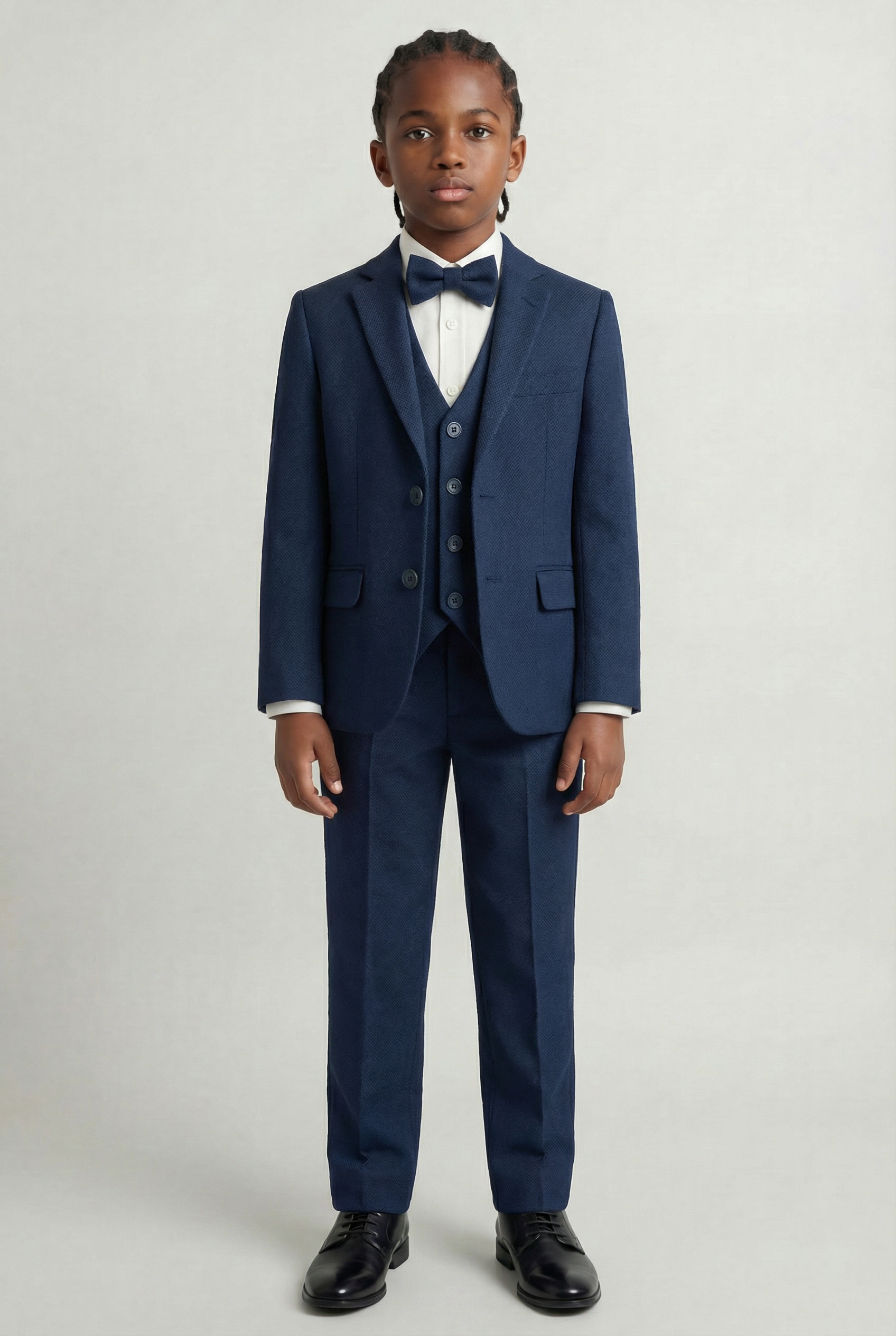 Boys’ 7-Piece Self-Patterned Formal Suit Set - Planet - Navy Model Picture
