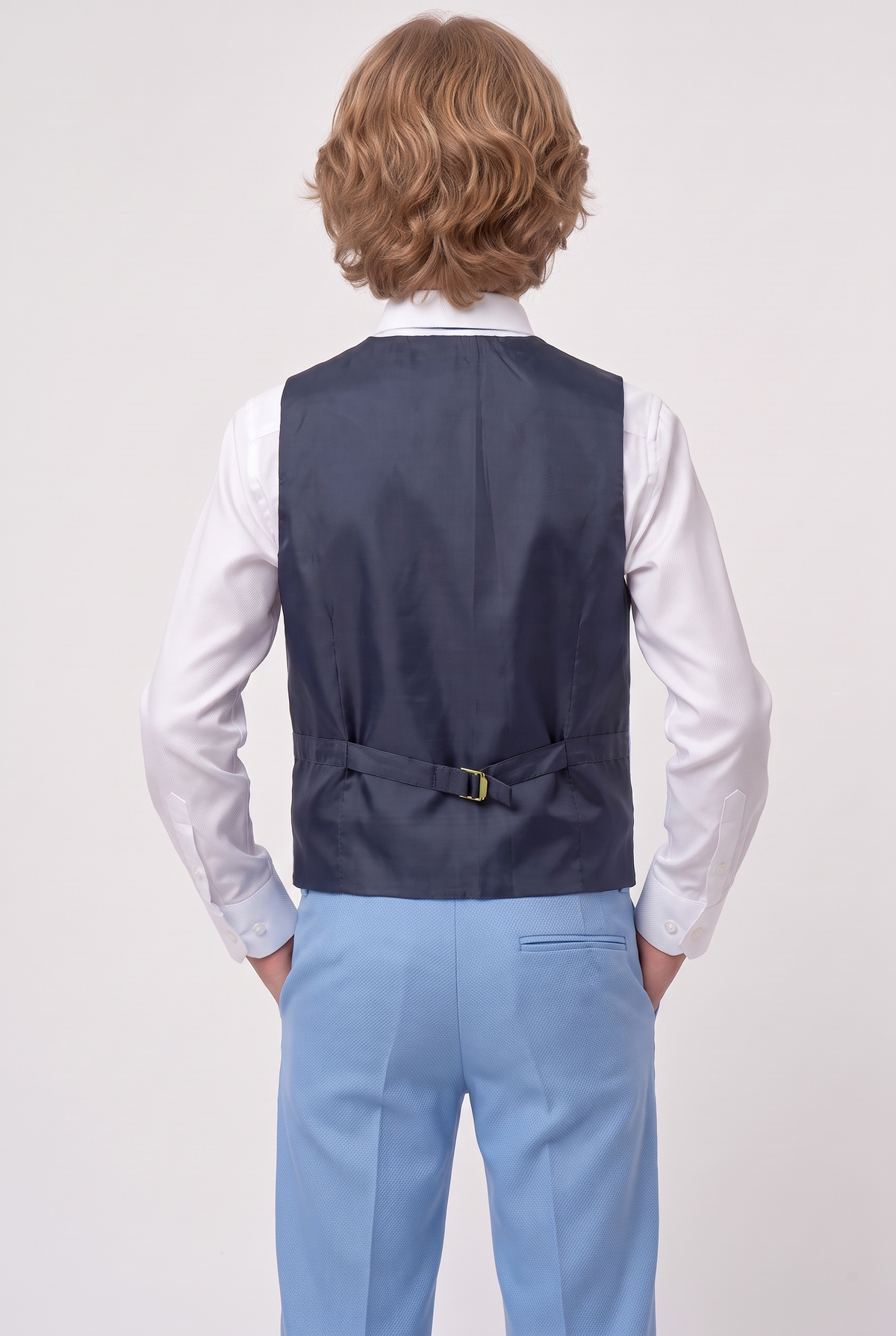 Boys’ 7-Piece Self-Patterned Formal Suit Set - Planet - Sky Blue