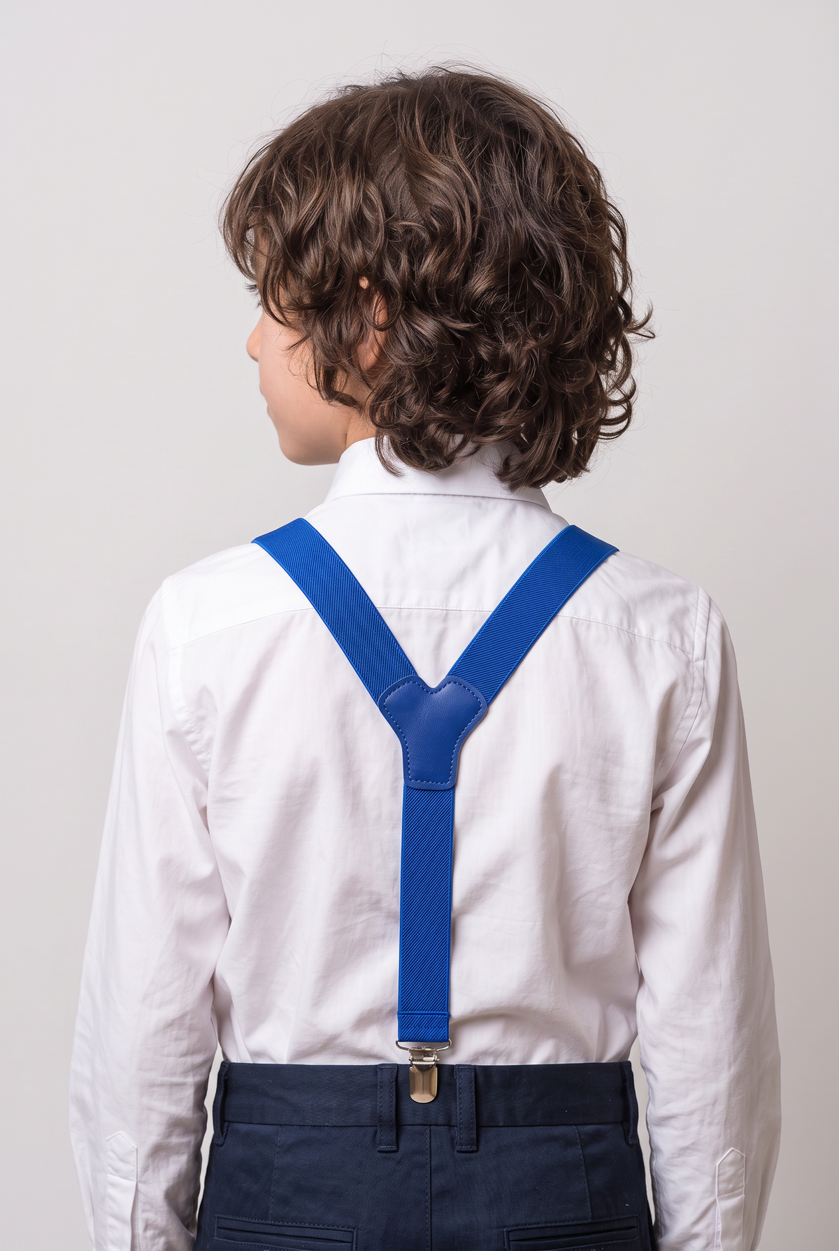 Boys Adjustable Elastic Y-Back Wide Bow Brace Set - Blue