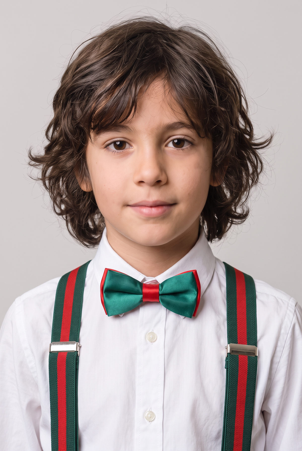 Boys Adjustable Elastic Y-Back Wide Bow Brace Set - Green and Red