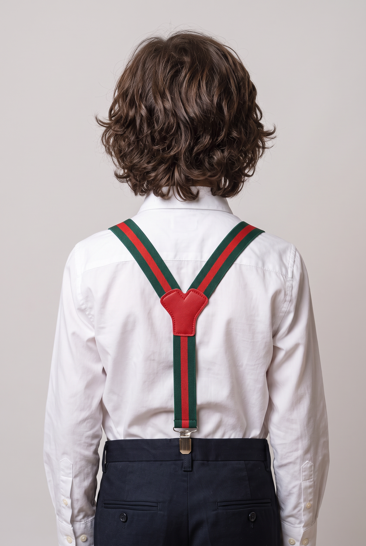 Boys Adjustable Elastic Y-Back Wide Bow Brace Set - Green and Red