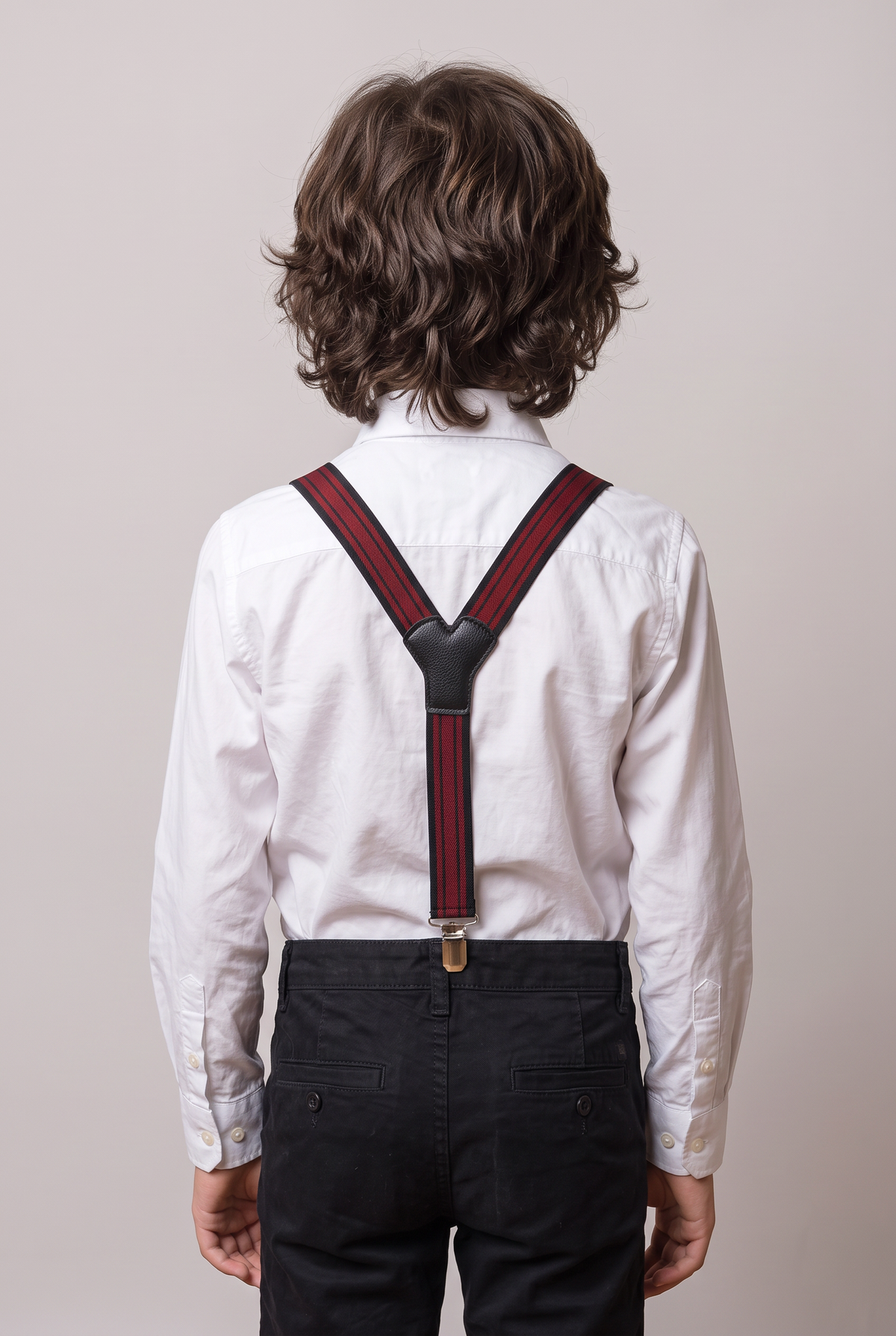 Boys Adjustable Elastic Y-Back Wide Bow Brace Set - Red and Black