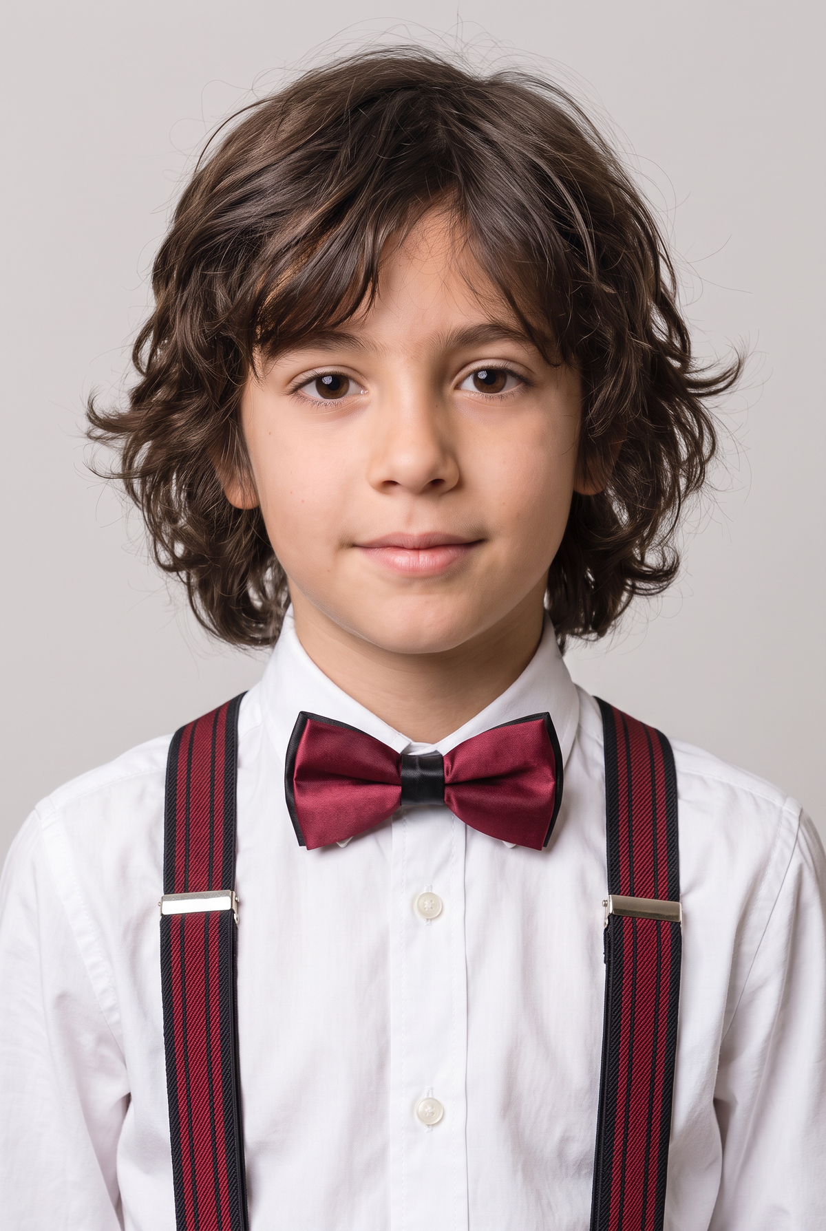 Boys Adjustable Elastic Y-Back Wide Bow Brace Set - Red and Black