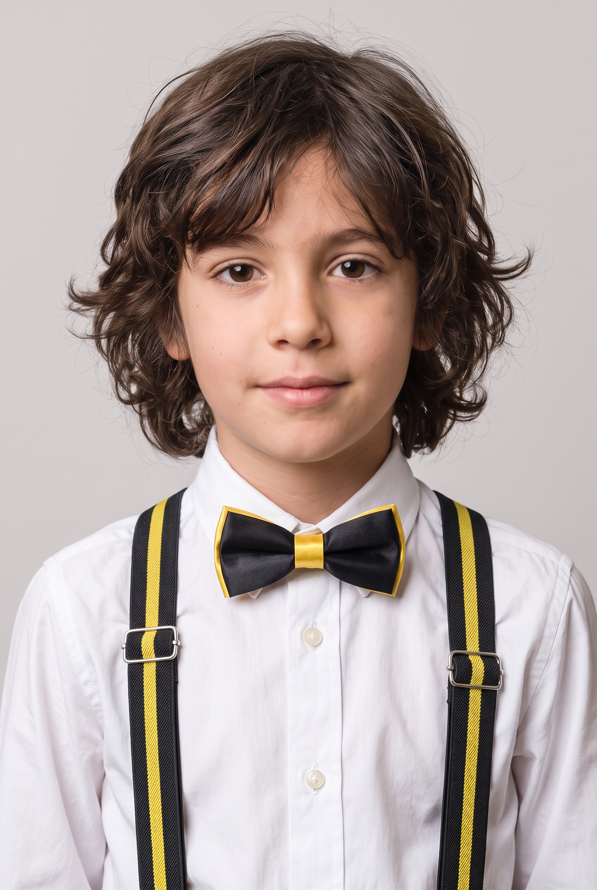Boys Adjustable Elastic Y-Back Wide Bow Brace Set - Yellow and Black