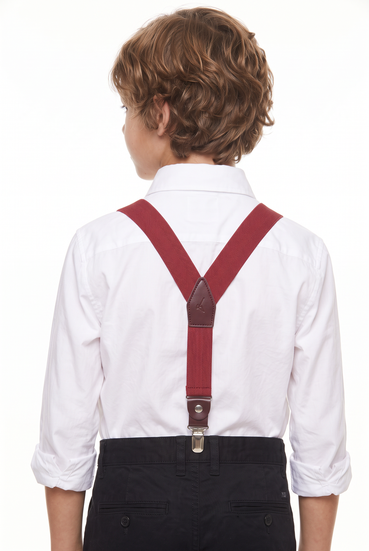 Boys Adjustable Y-Shape Suspenders - Burgundy