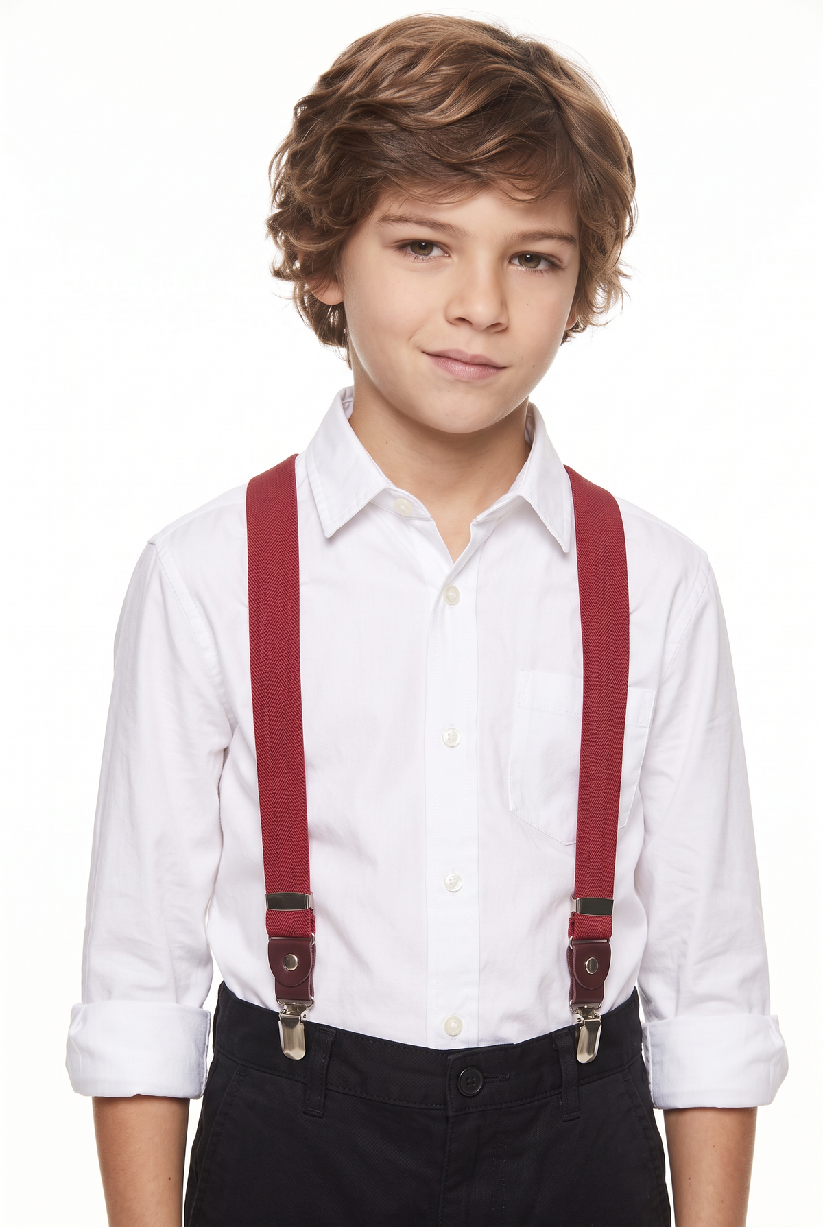 Boys Adjustable Y-Shape Suspenders - Burgundy