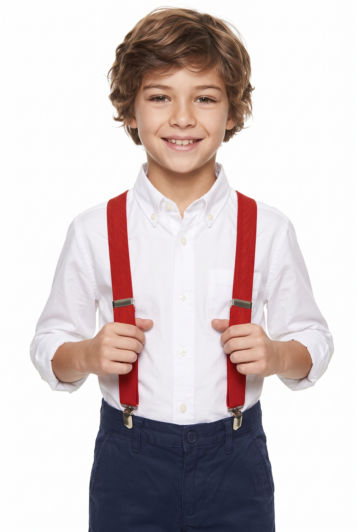Boys Adjustable Y-Shape Suspenders - Red