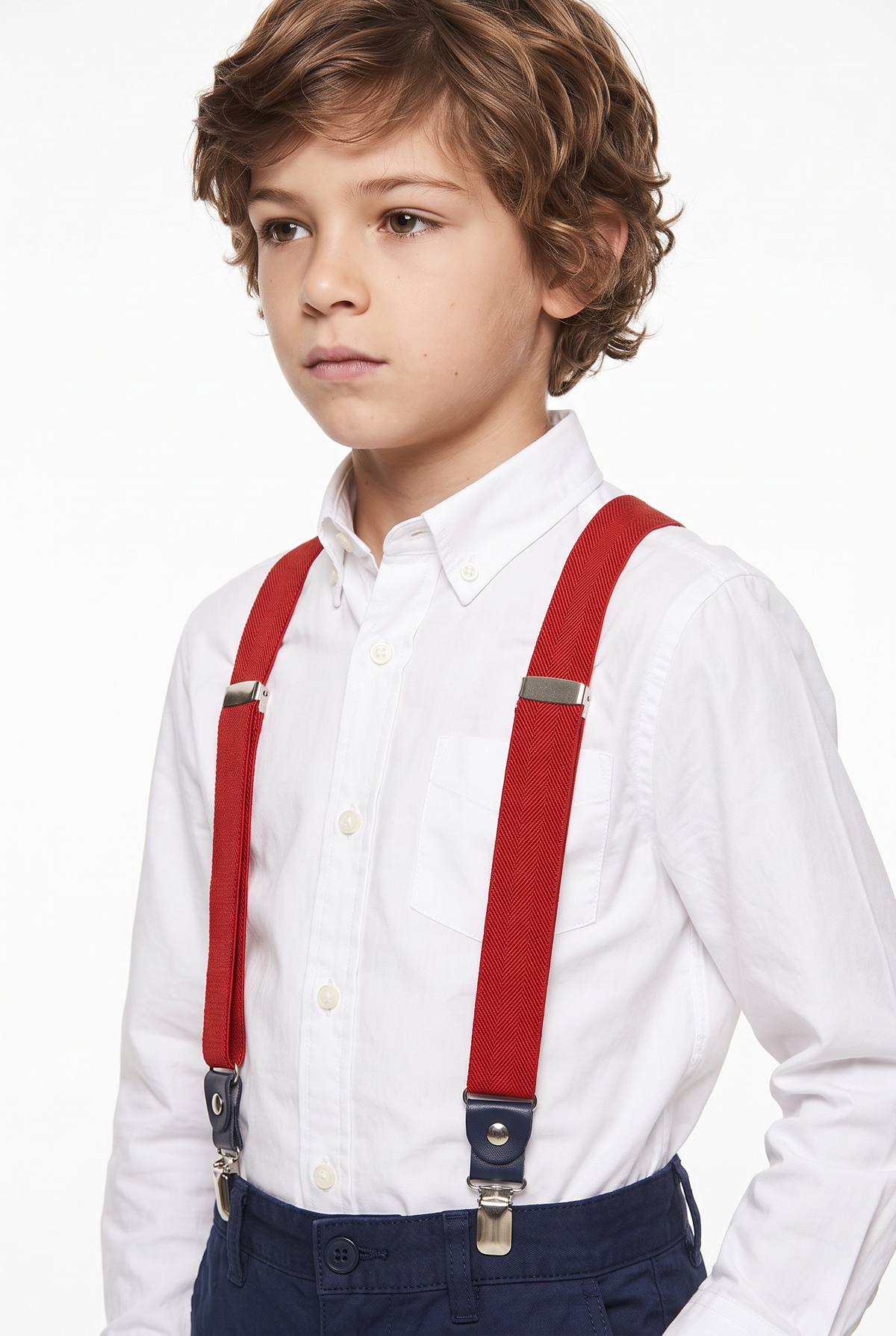 Boys Adjustable Y-Shape Suspenders - Red