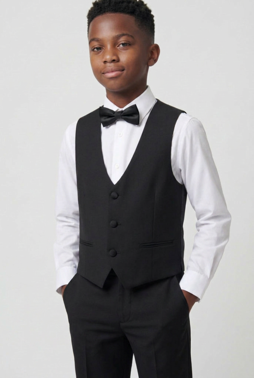 Boys' Black Tuxedo Suit with Cufflink Shirt