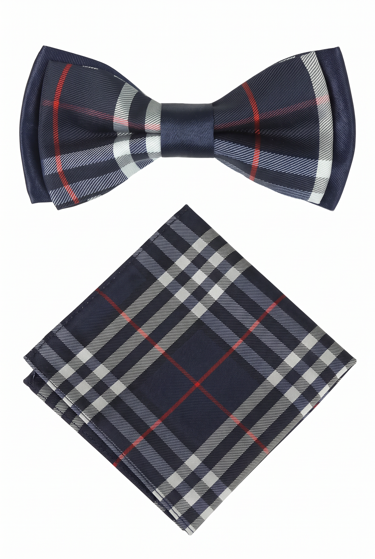 Boys Burberry Style Check Bow Tie Set - Navy and Red