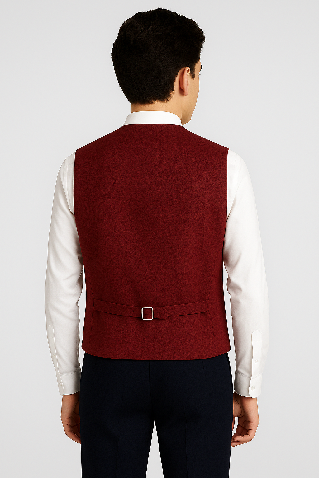 Men's and Boys Herringbone Double-breasted Waistcoat Set - Burgundy