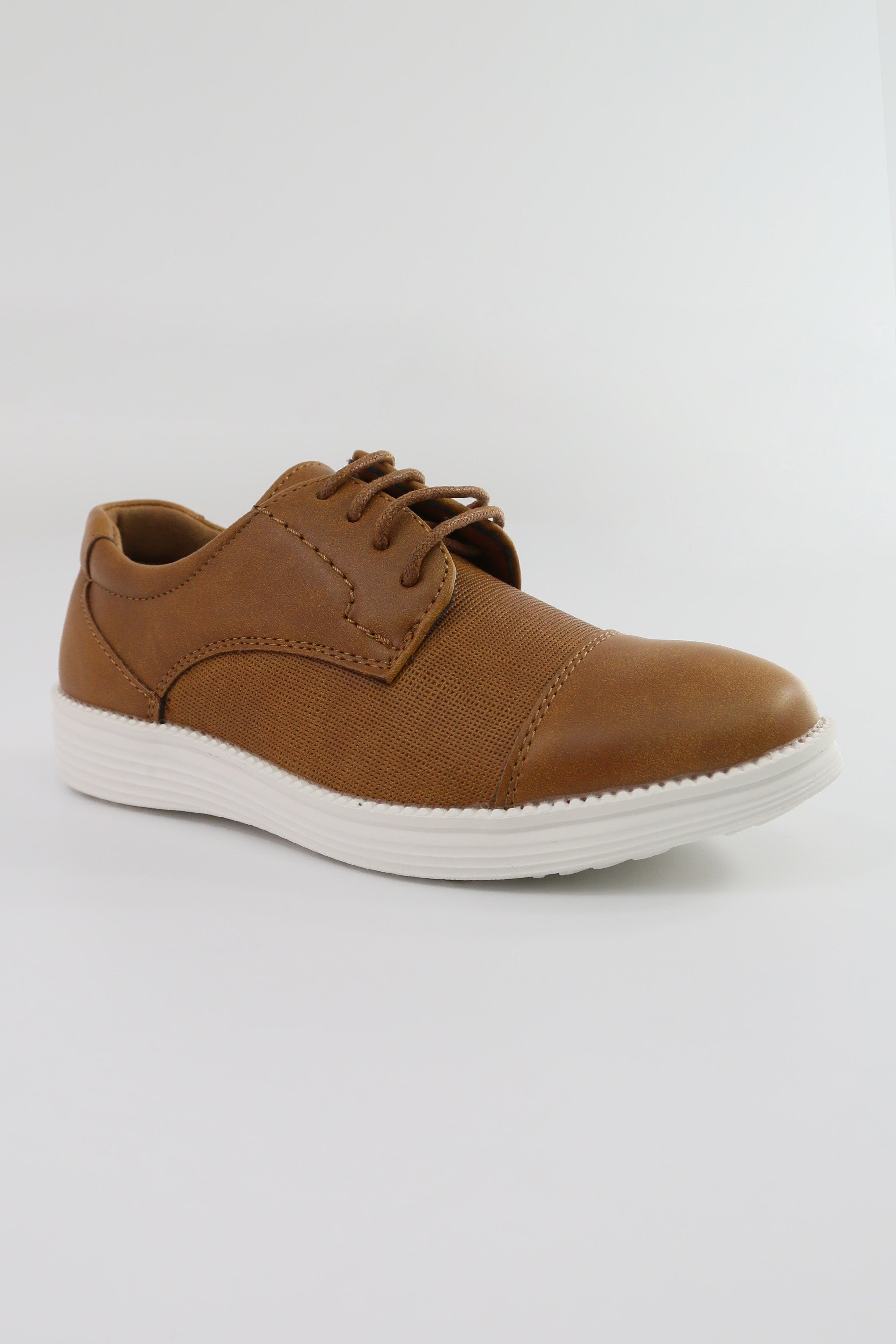 Boys' Casual Derby-style Sneakers - FELIX - Tan Brown Side Picture