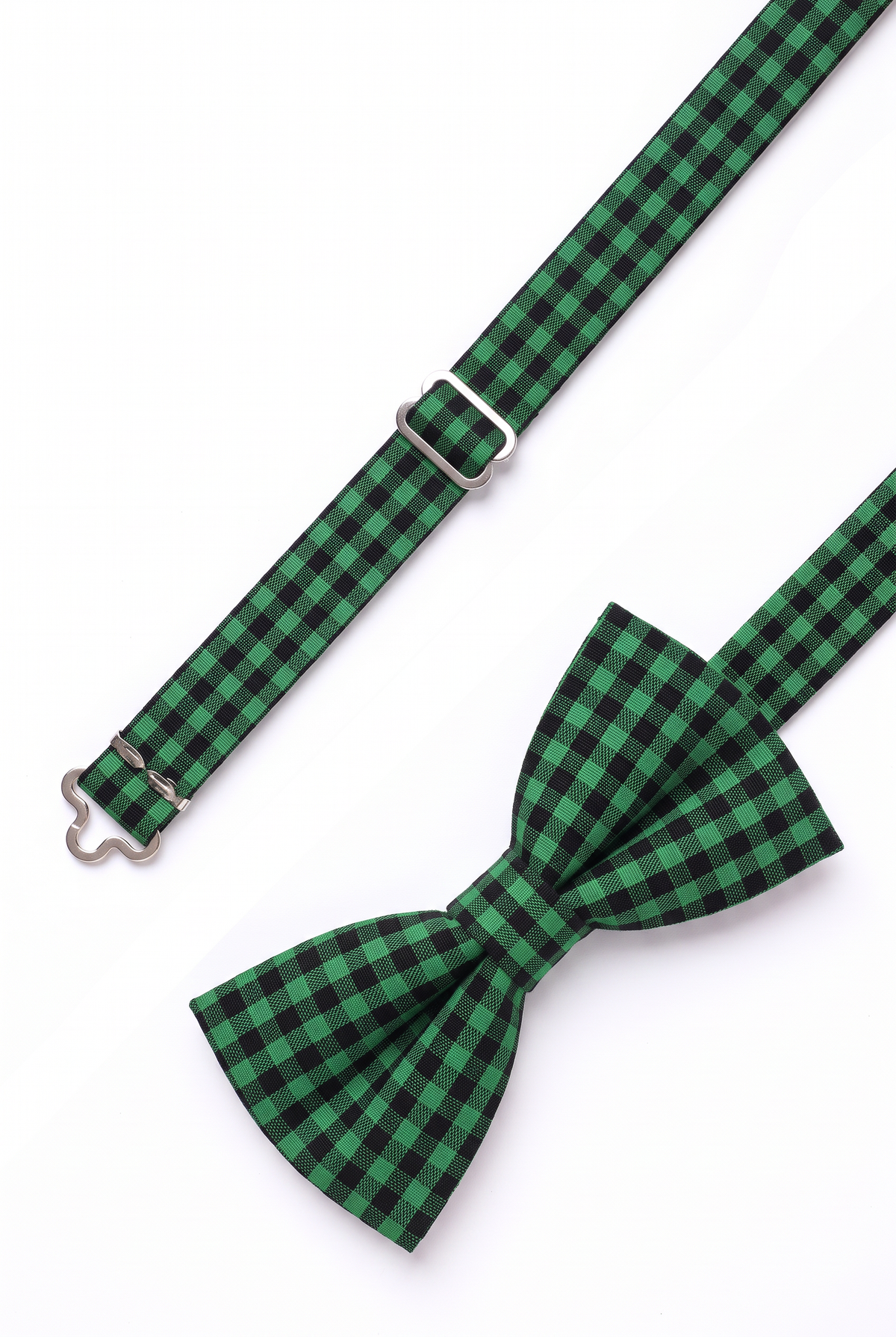 Boys' Checkered Bow Tie - BWC - Green Strap Detail Picture