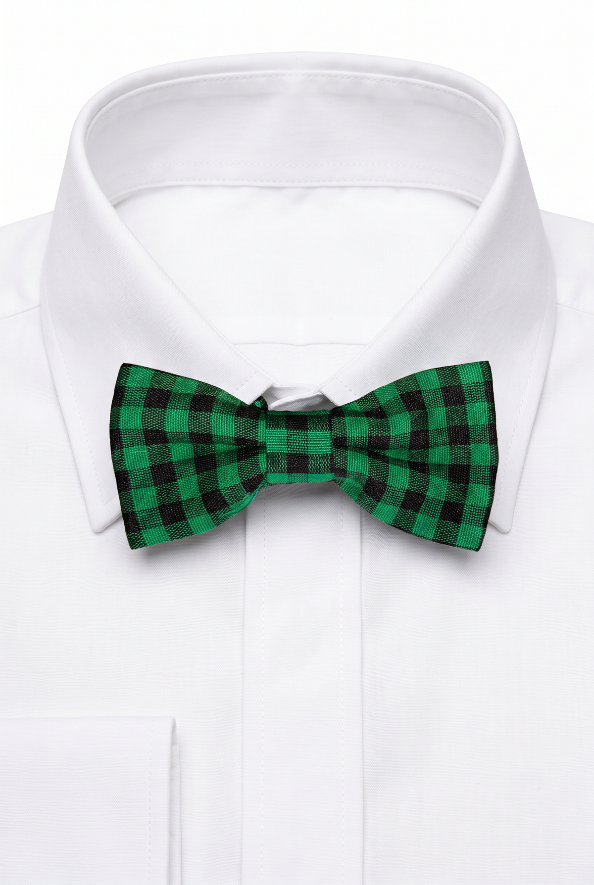 Boys' Checkered Bow Tie - BWC - Green Picture with shirt